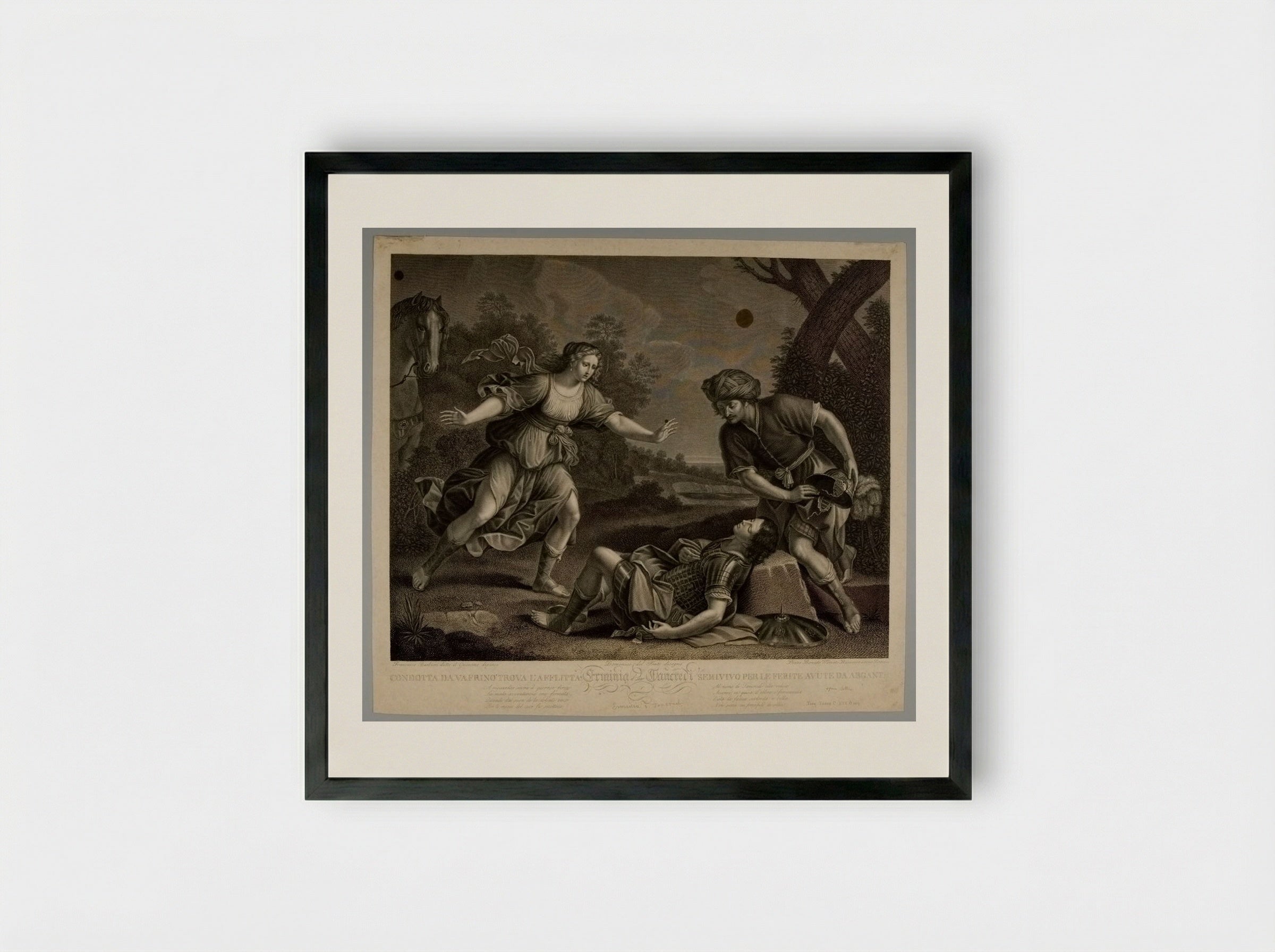 Tancred and Erminia - Pietro Bonato - Framed Print Black