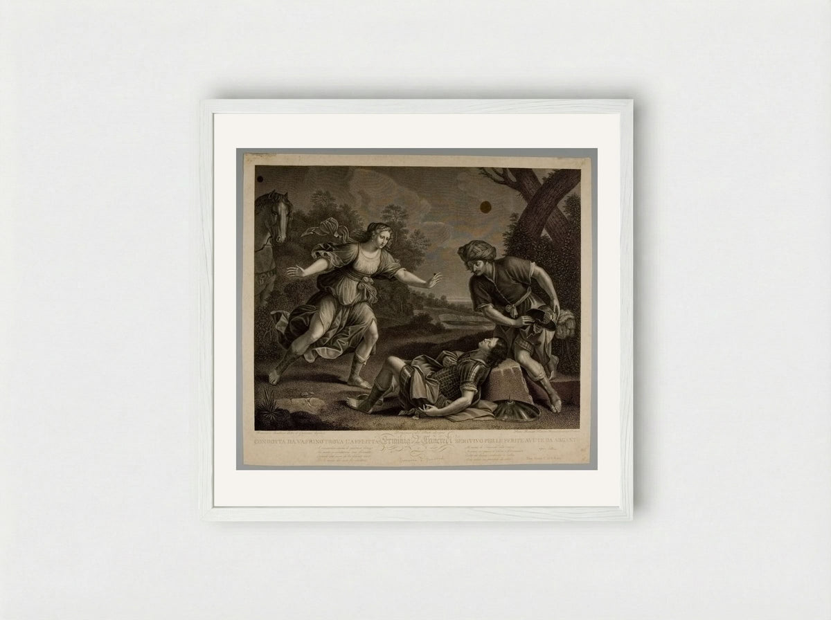 Tancred and Erminia - Pietro Bonato - Framed Print White