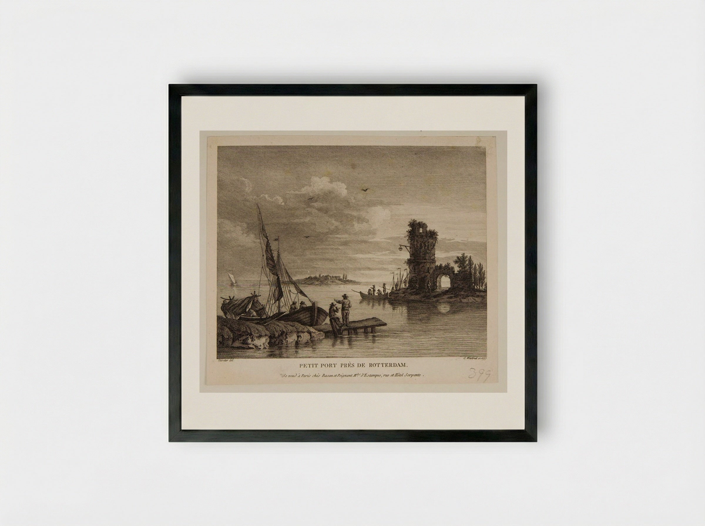 Small Port Near Rotterdam - Carl Wilhelm Weisbrod - Framed Print Black
