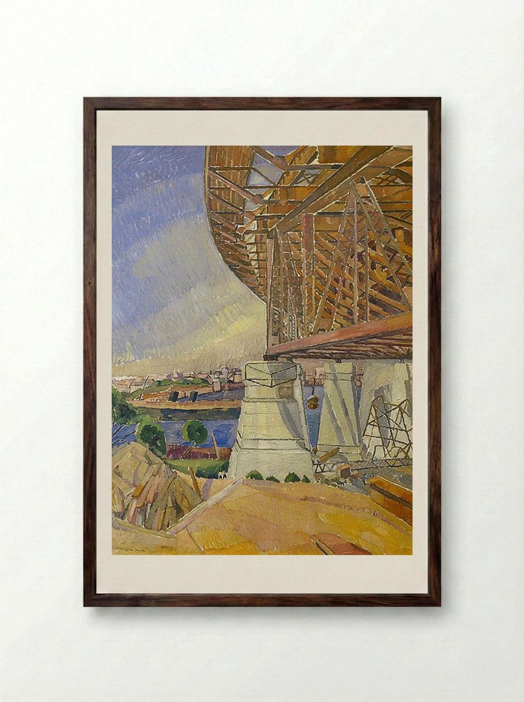 The Curve of the Bridge - Grace Cossington Smith - Framed Print Dark Wood