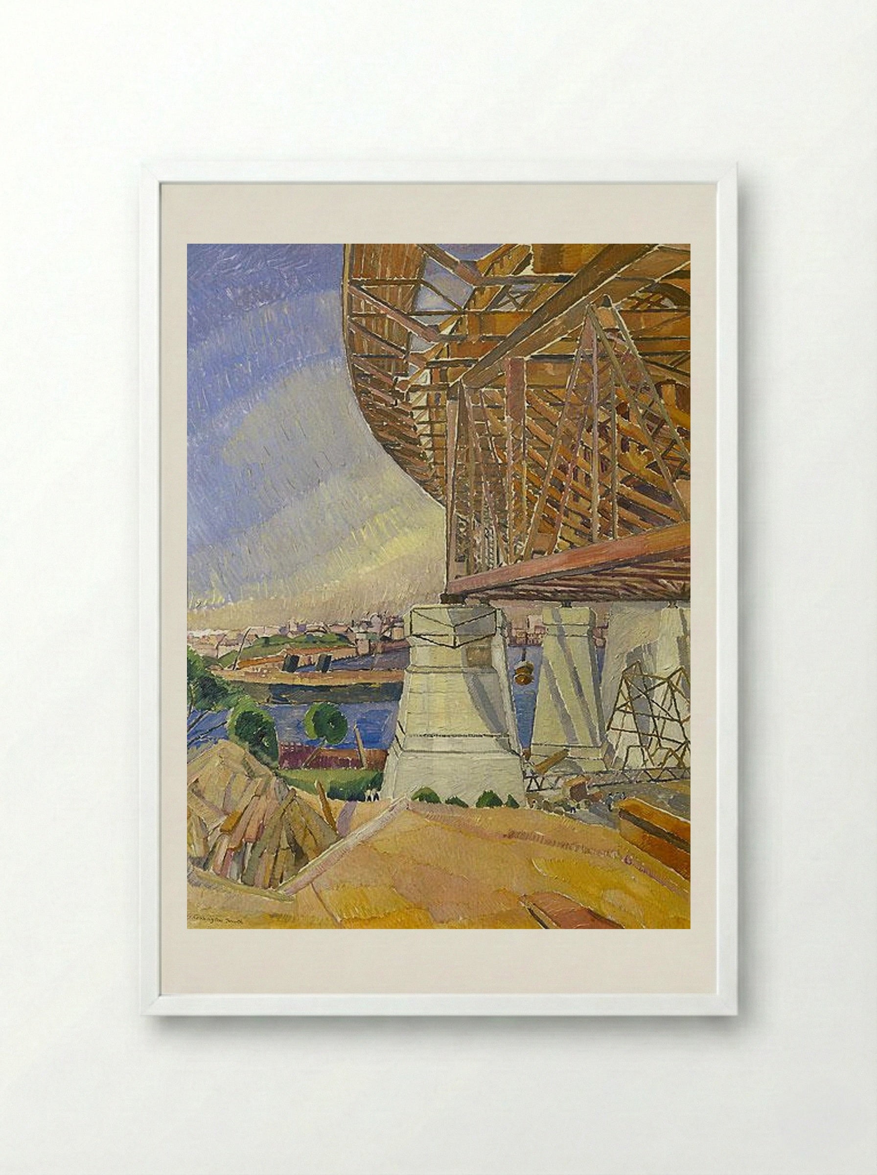 The Curve of the Bridge - Grace Cossington Smith - Framed Print White