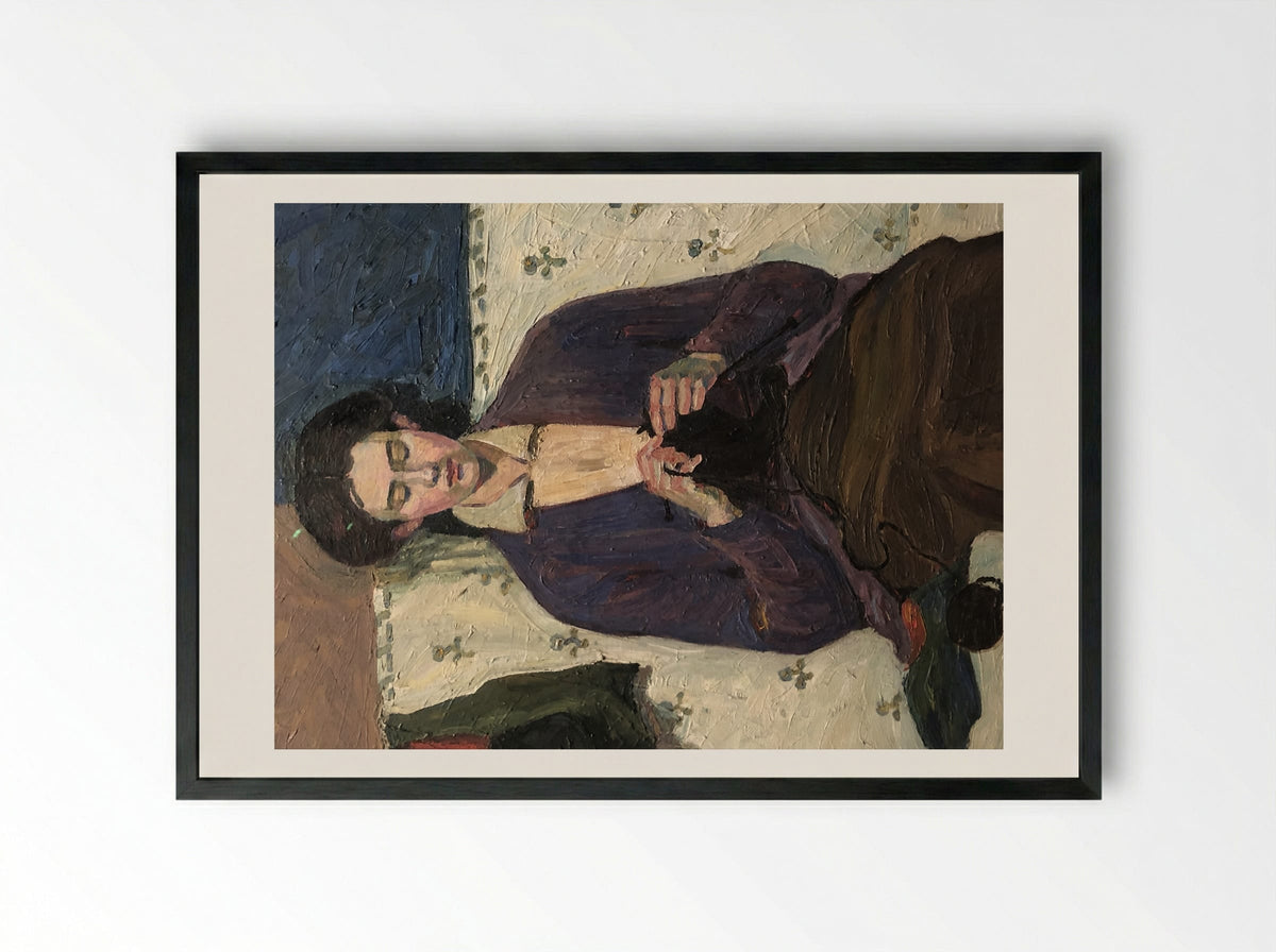 The Sock Knitter - Grace Cossington Smith - Framed Print Black