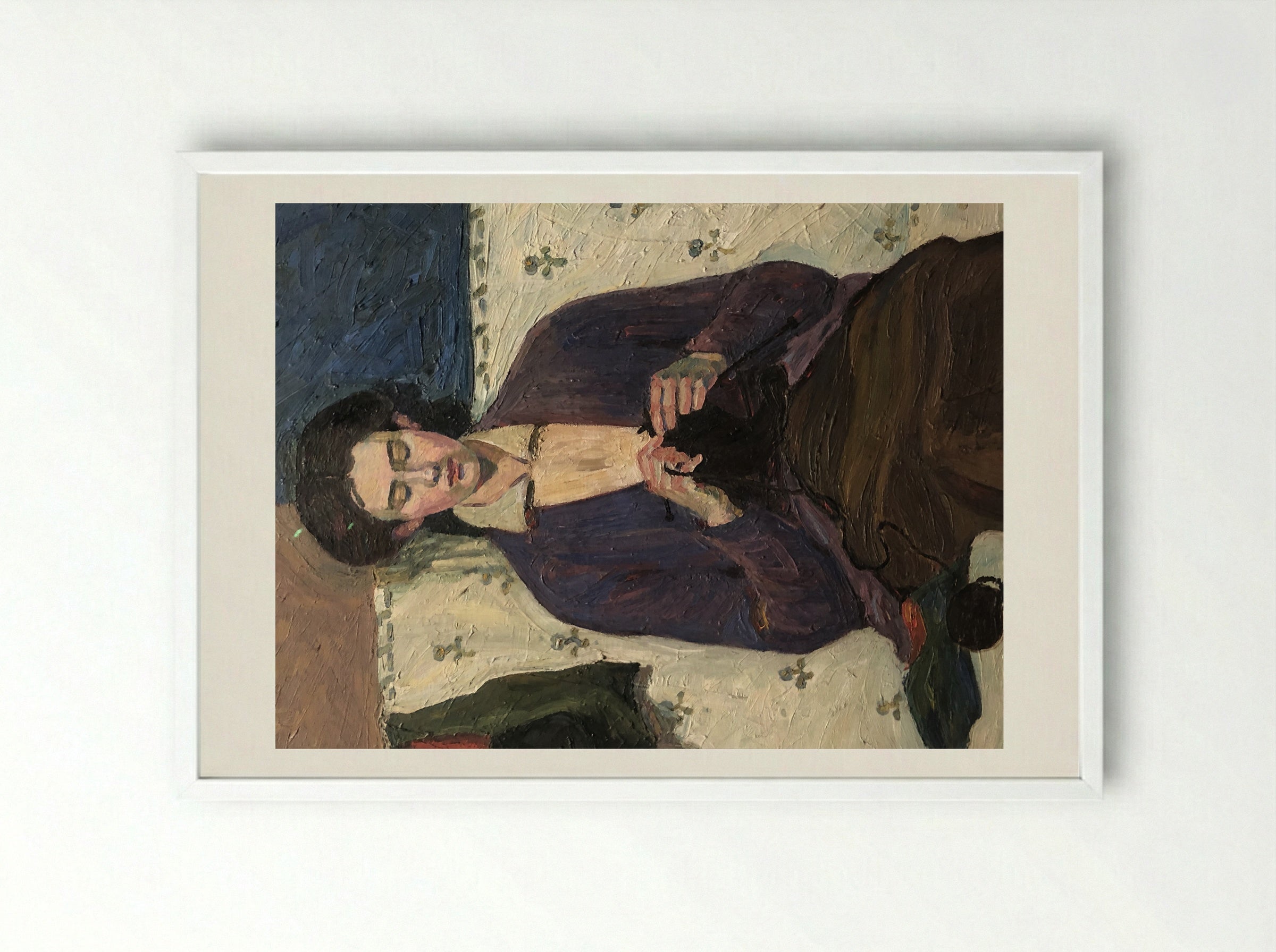 The Sock Knitter - Grace Cossington Smith - Framed Print White