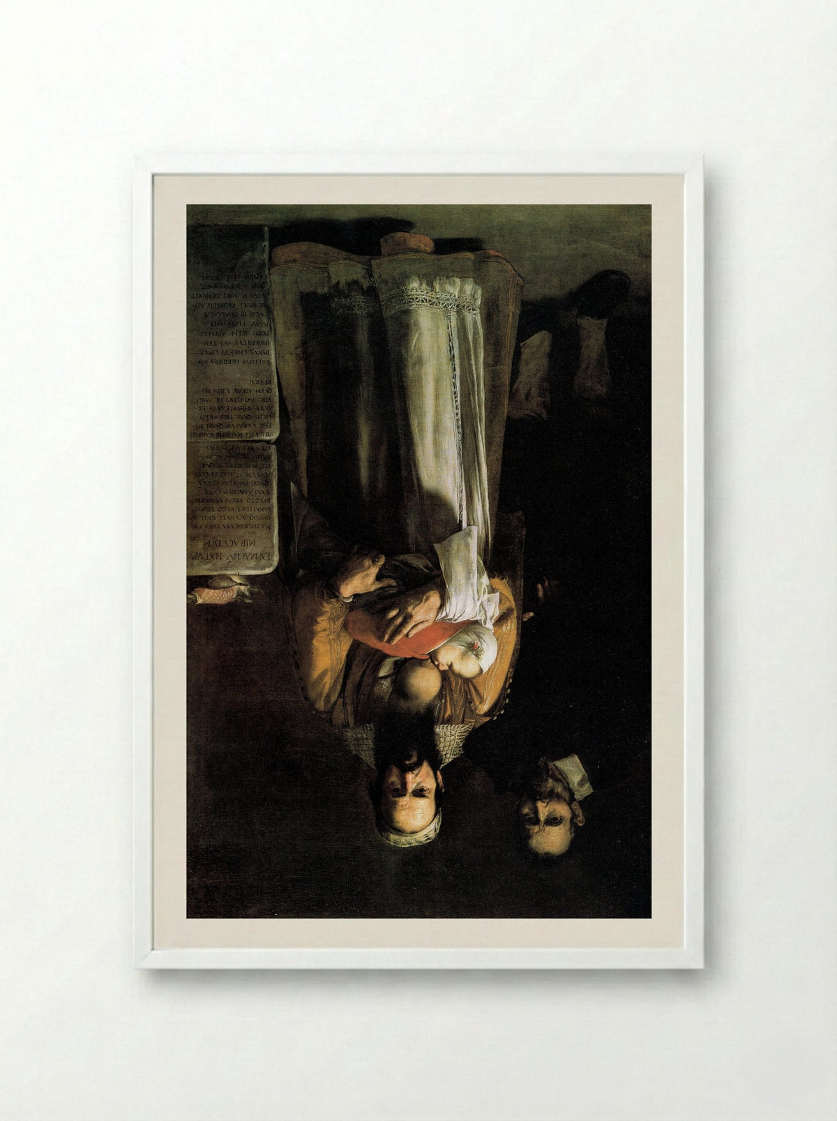 Magdalena Ventura with Her Husband and Son - Jusepe de Ribera - Framed Print White