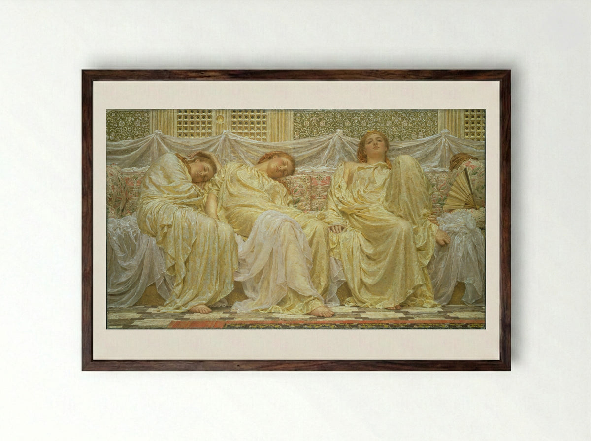 Dreamers - Albert Joseph Moore - Framed Print Dark Wood