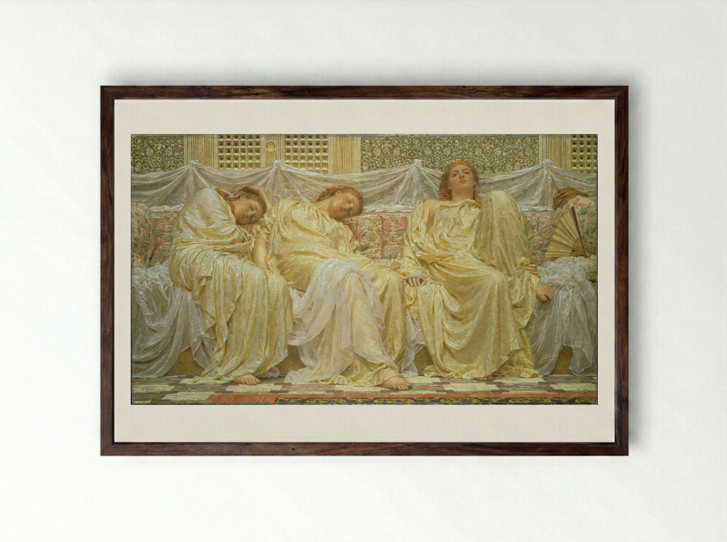 Dreamers - Albert Joseph Moore - Framed Print Dark Wood