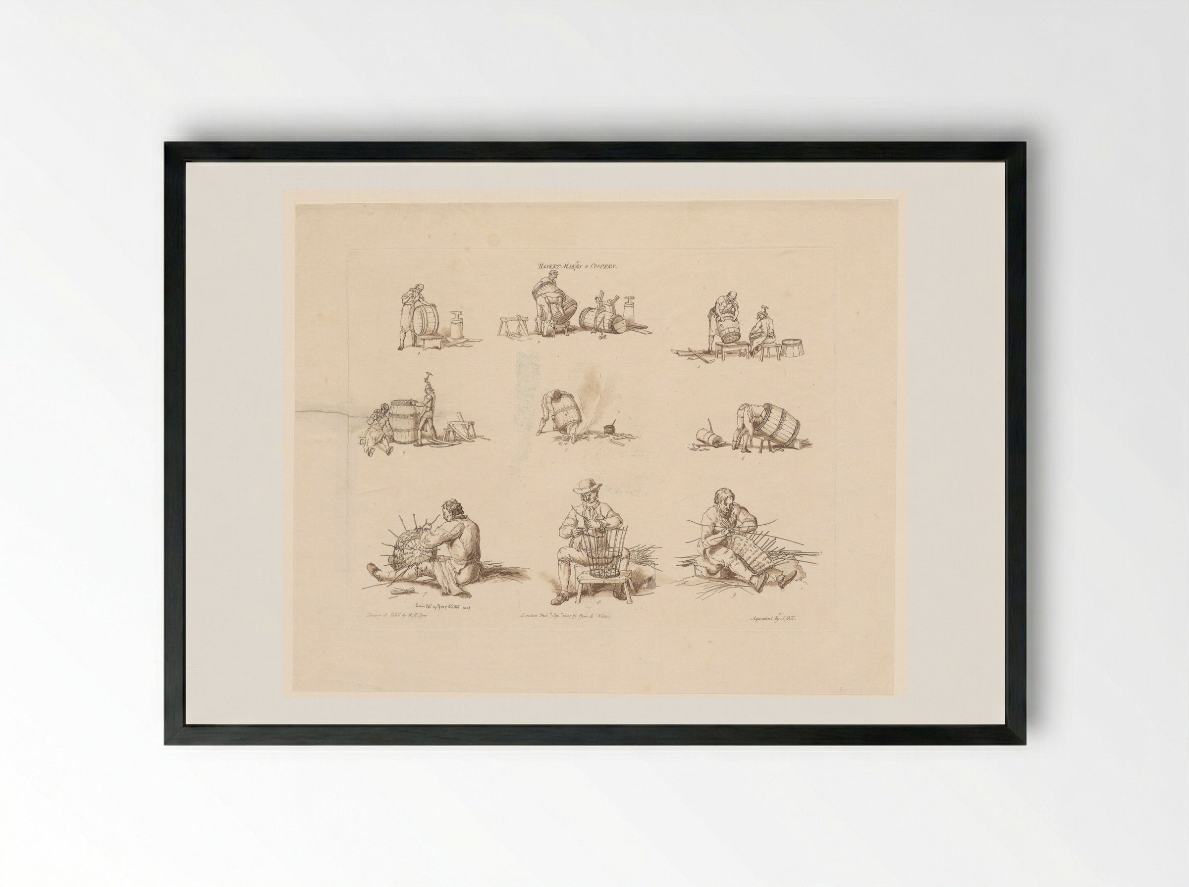 Basket Makers and Coopers - John Hill - Framed Print Black