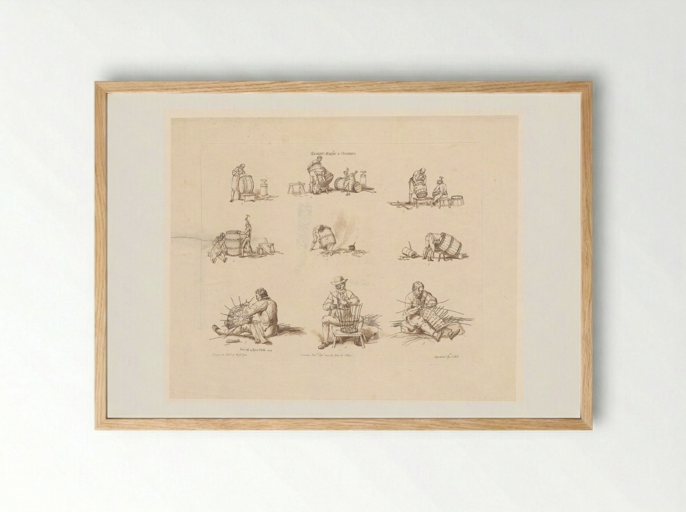 Basket Makers and Coopers - John Hill - Framed Print Wood