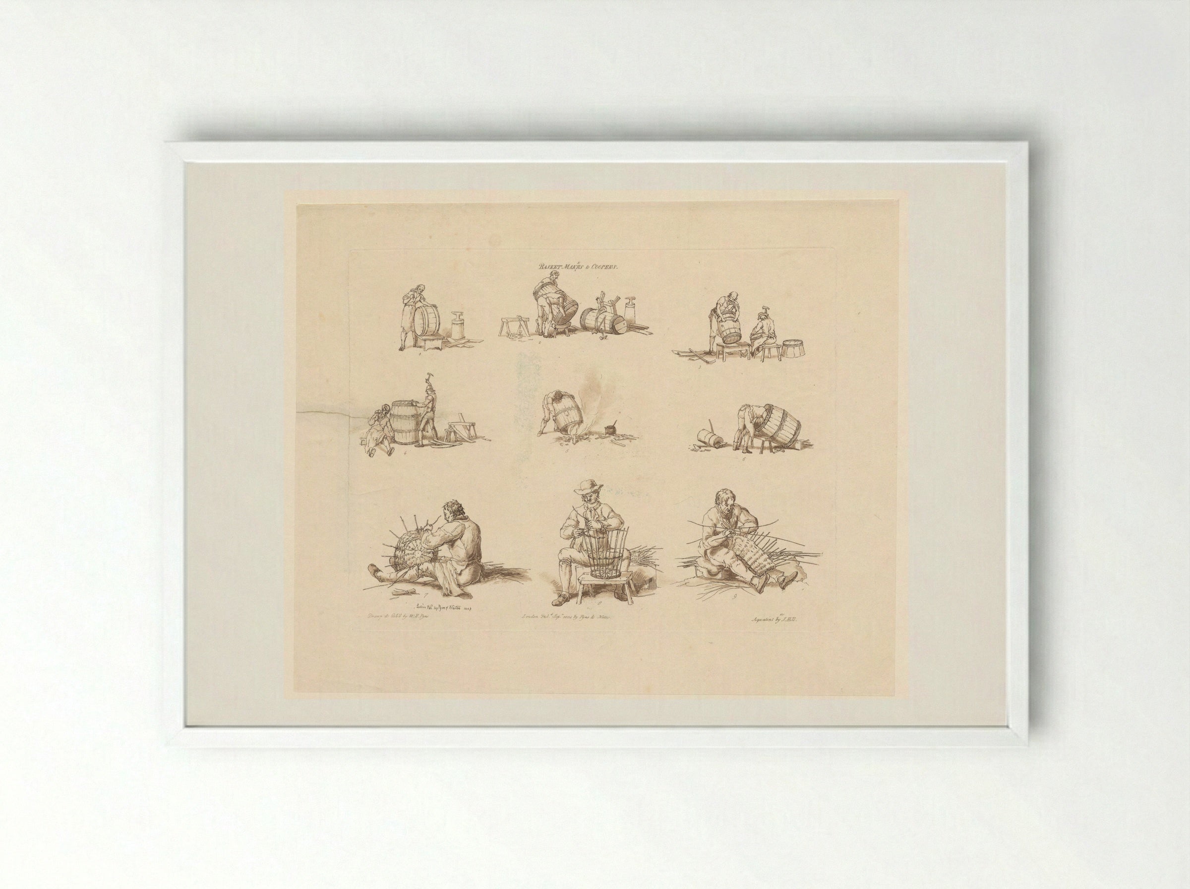 Basket Makers and Coopers - John Hill - Framed Print White