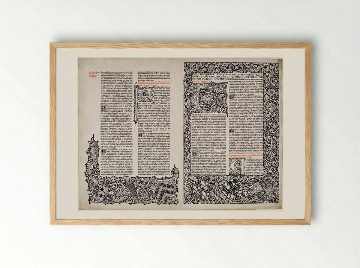 Leaf of a Projected Edition of Froissart - William Morris - Framed Print Wood