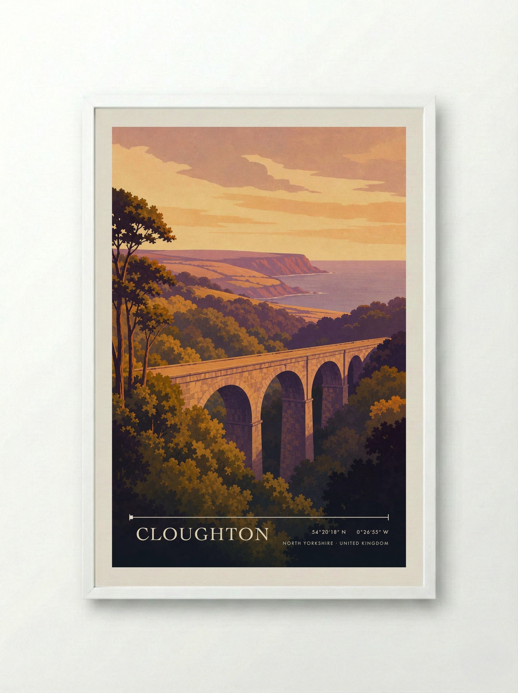 Cloughton North Yorkshire United Kingdom Travel Poster - Framed Print White