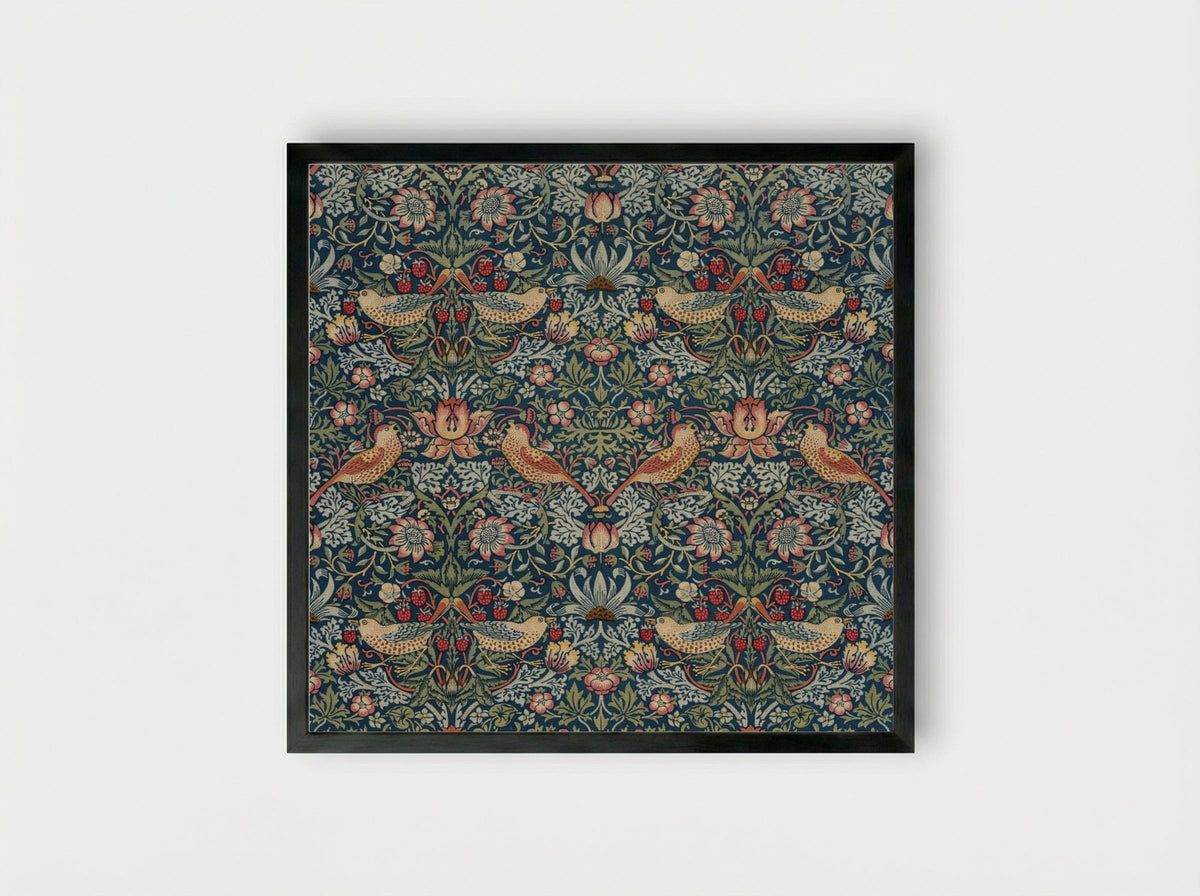 Strawberry Thief - William Morris - Framed Print Black