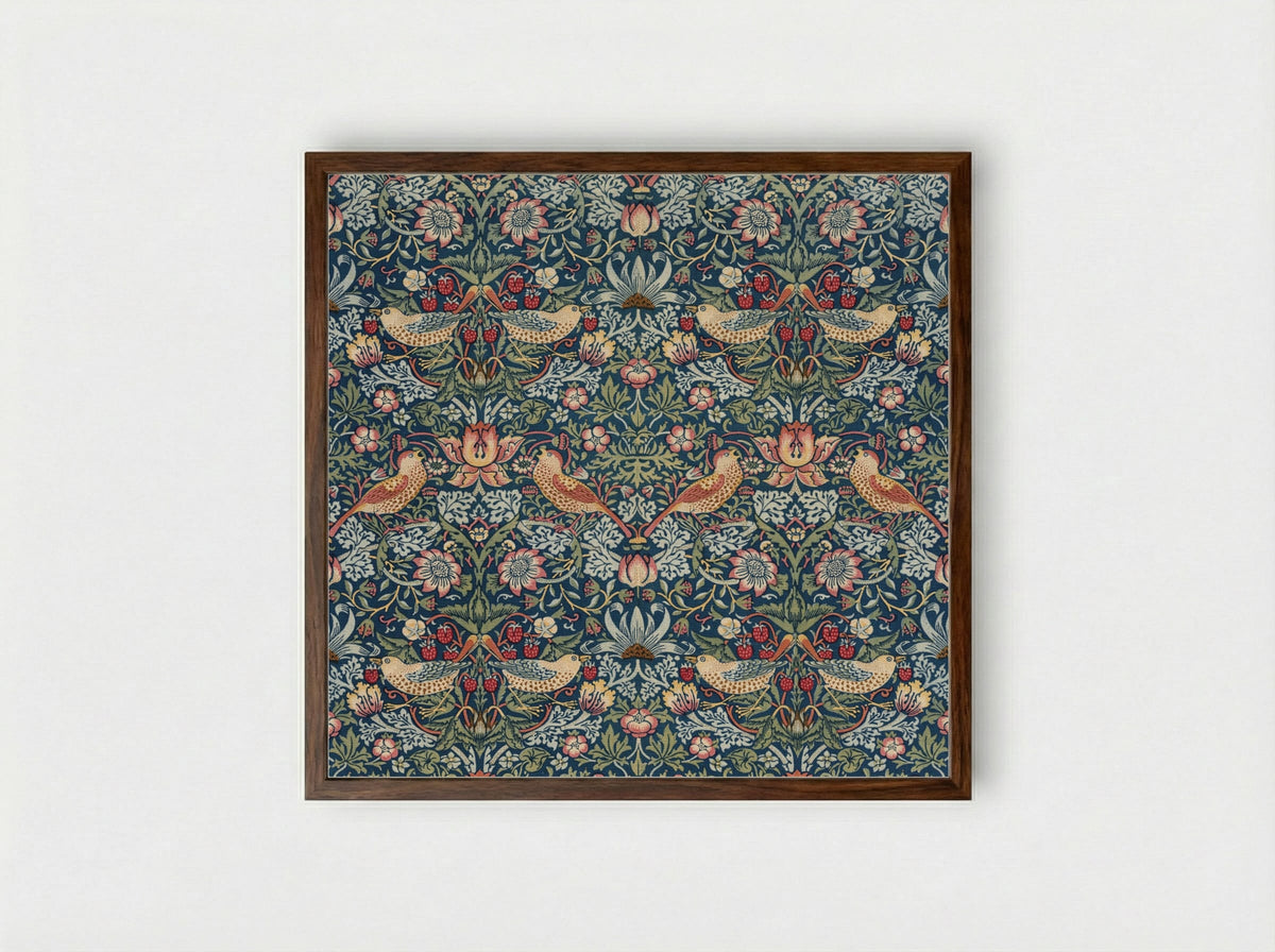 Strawberry Thief - William Morris - Framed Print Dark Wood