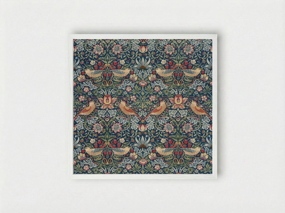 Strawberry Thief - William Morris - Framed Print White