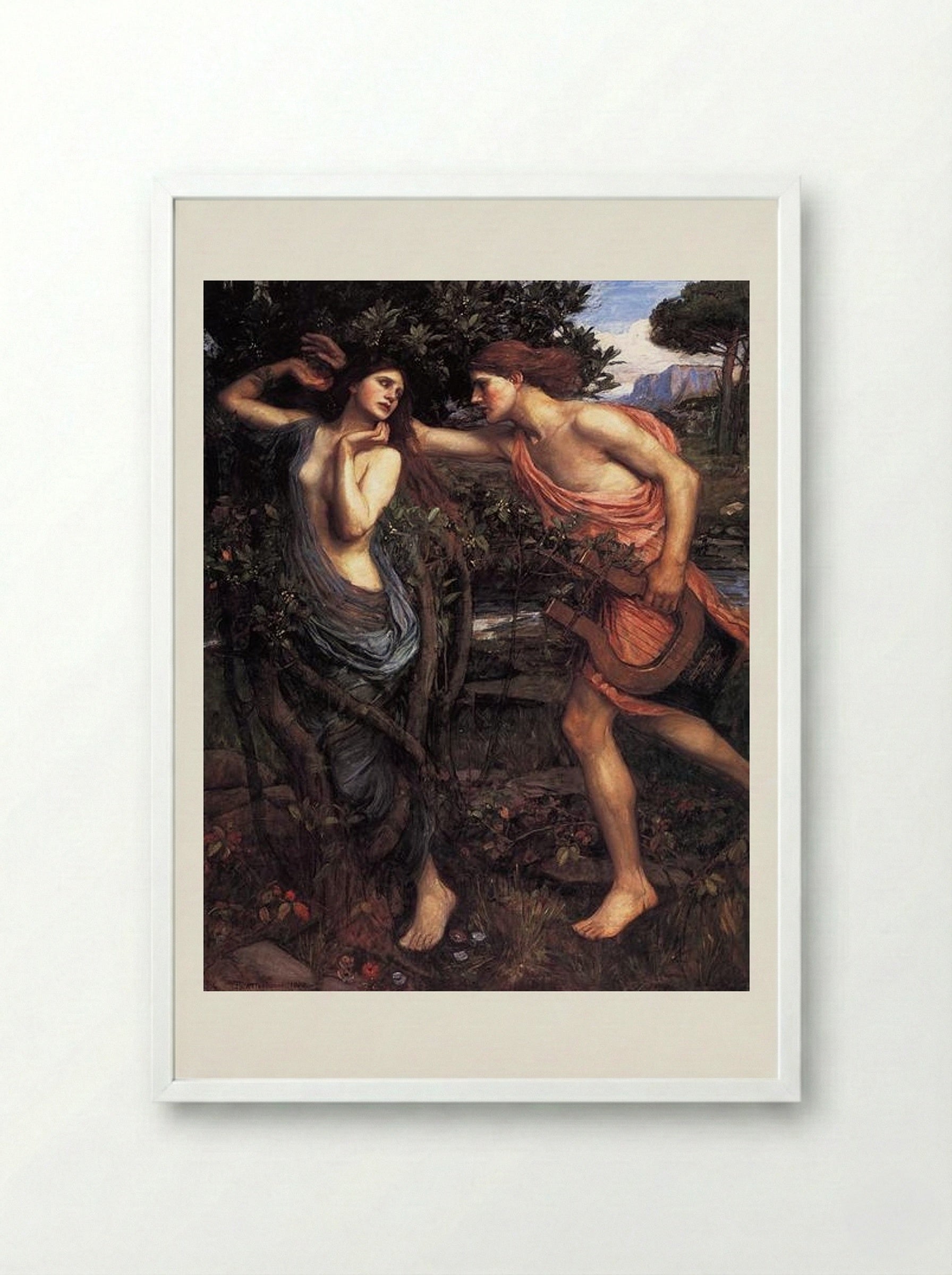 Apollo and Daphne - John William Waterhouse - Framed Print White