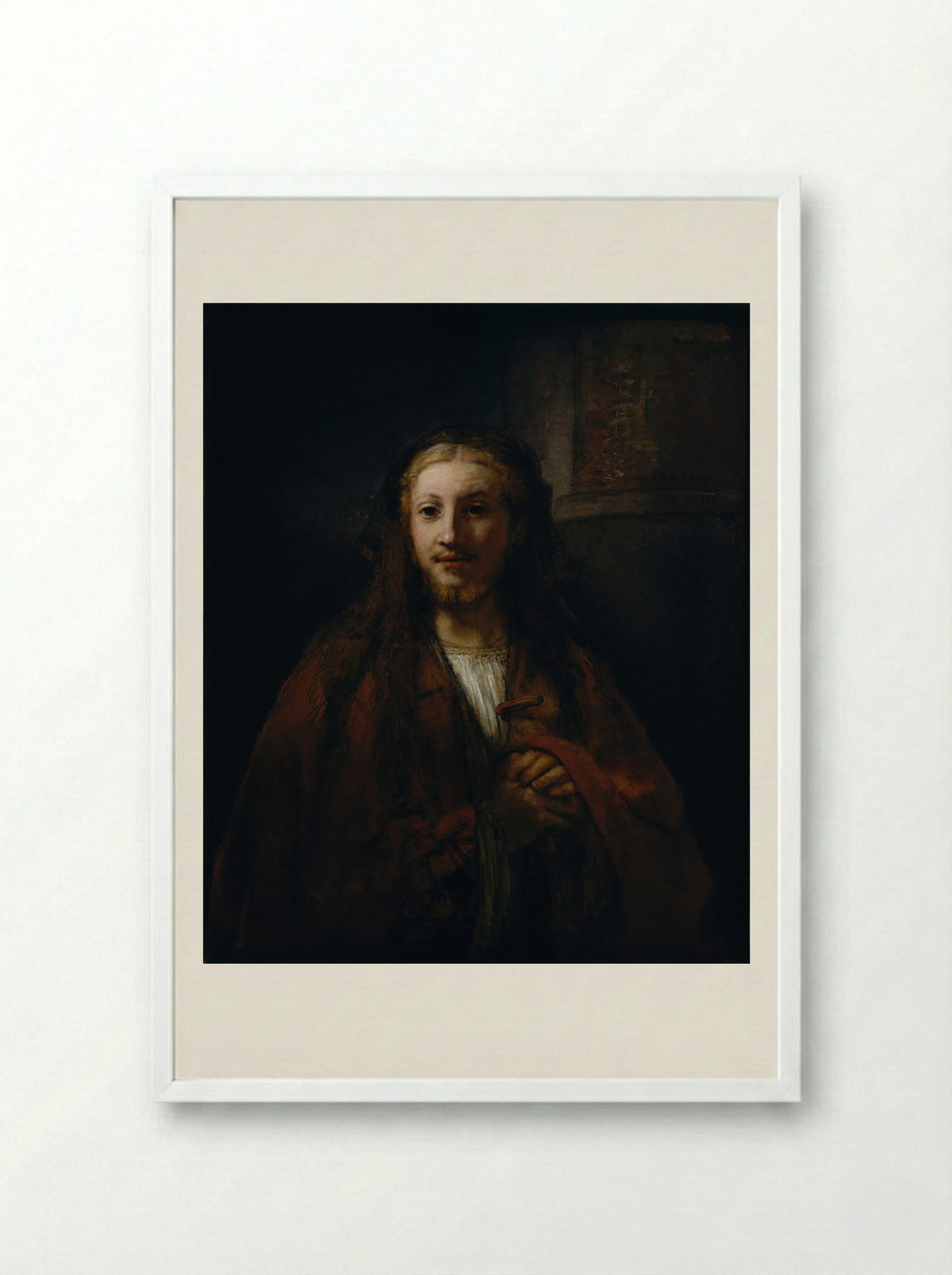 Head of Christ - Rembrandt van Rijn - Framed Print White