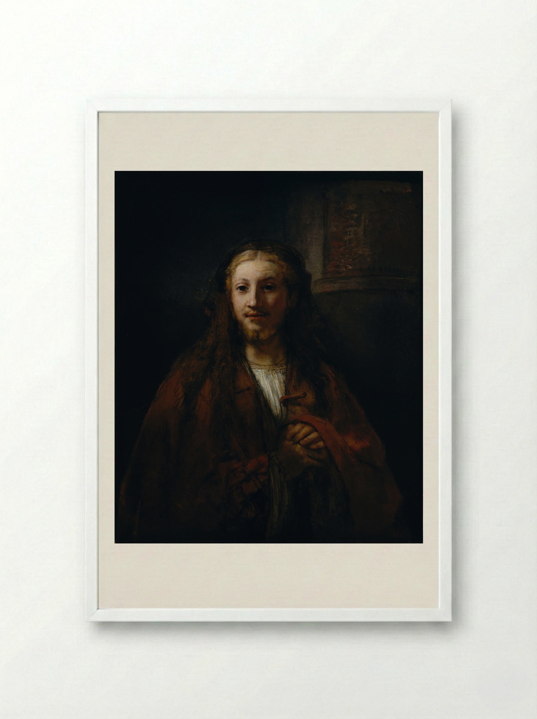 Head of Christ - Rembrandt van Rijn - Framed Print White