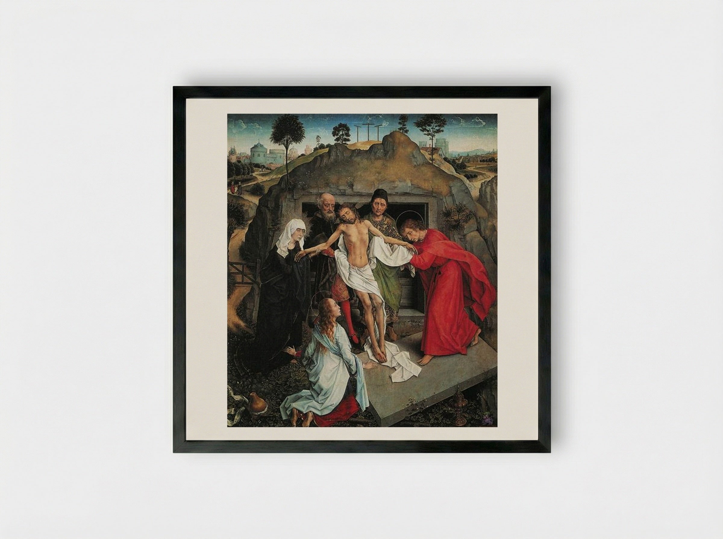 Lamentation of Christ - Rogier van der Weyden - Framed Print Black