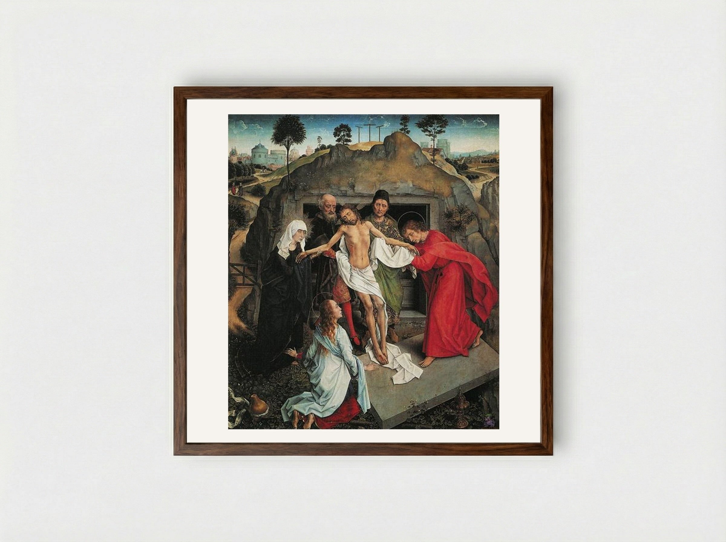 Lamentation of Christ - Rogier van der Weyden - Framed Print Dark Wood