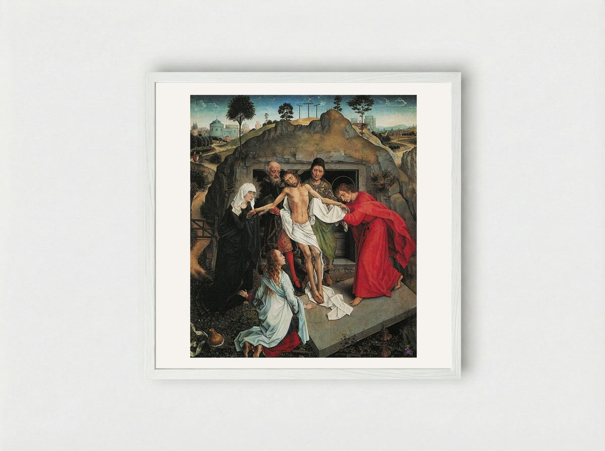 Lamentation of Christ - Rogier van der Weyden - Framed Print White