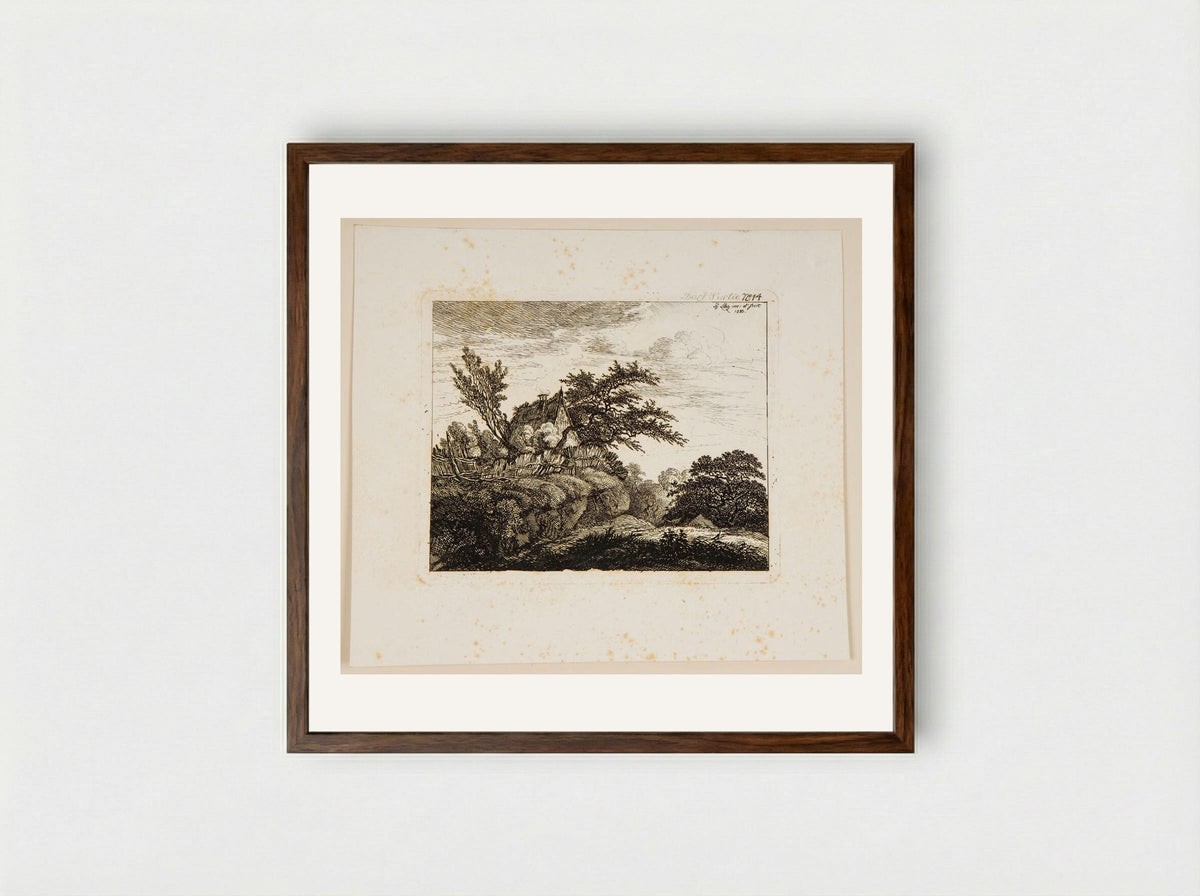 Village Scene (Dorf Partie No. 14) - Johann Philipp Wilhelm Lenz - Framed Print Dark Wood