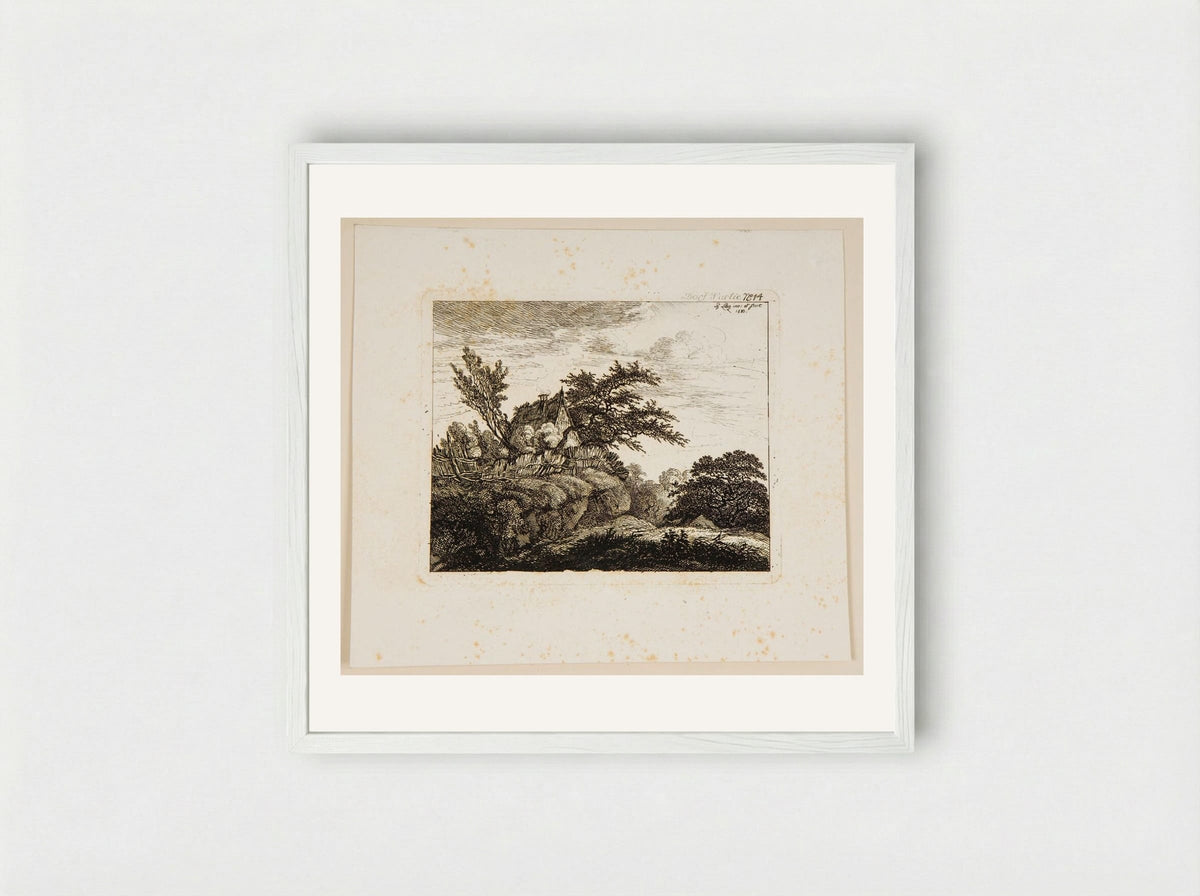Village Scene (Dorf Partie No. 14) - Johann Philipp Wilhelm Lenz - Framed Print White