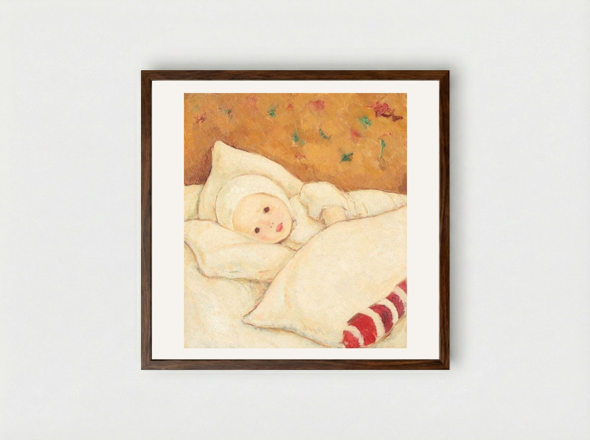 Girl in White - Nicolae Tonitza - Framed Print Dark Wood
