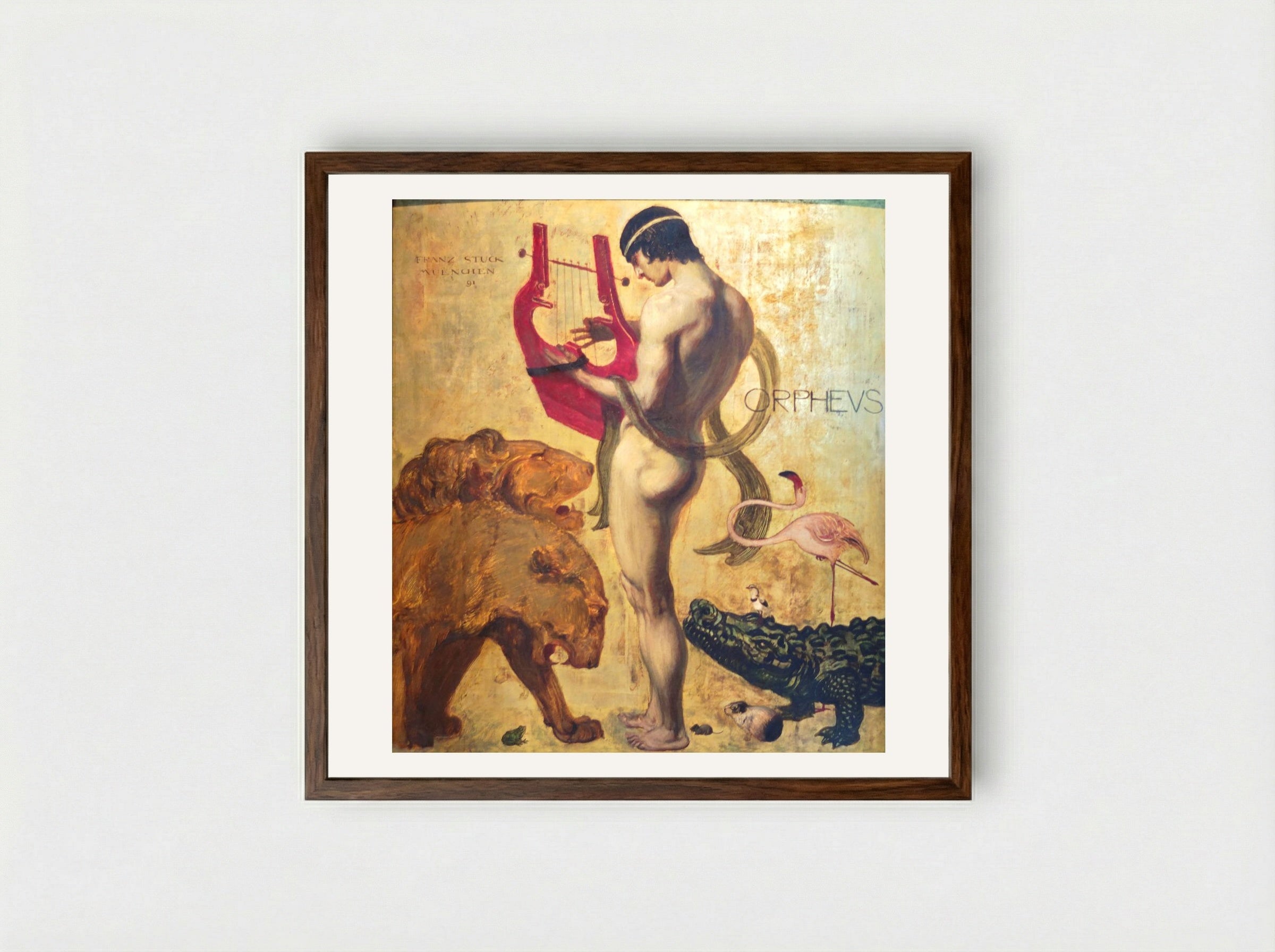 Orpheus - Franz von Stuck - Framed Print Dark Wood