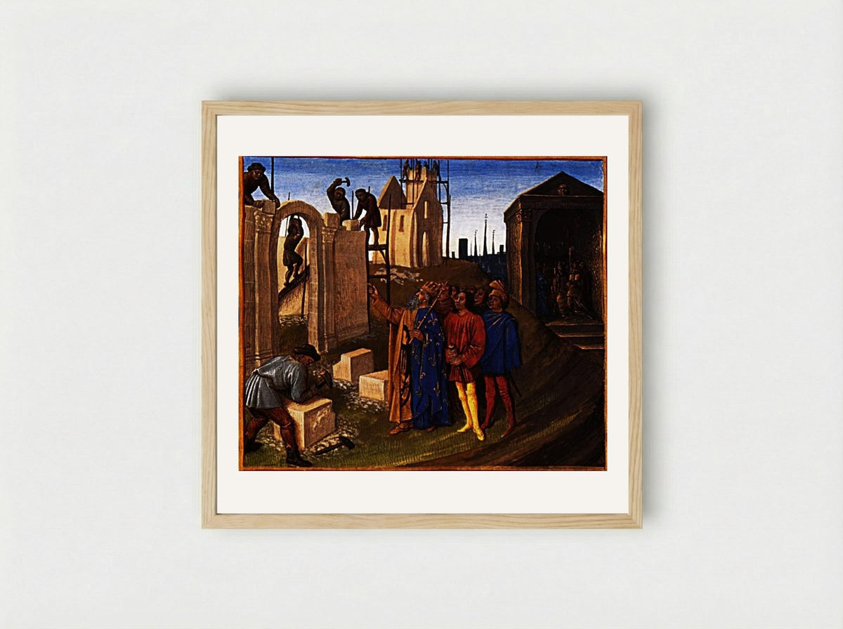 Charlemagne as a Builder - Jean Fouquet - Framed Print Wood