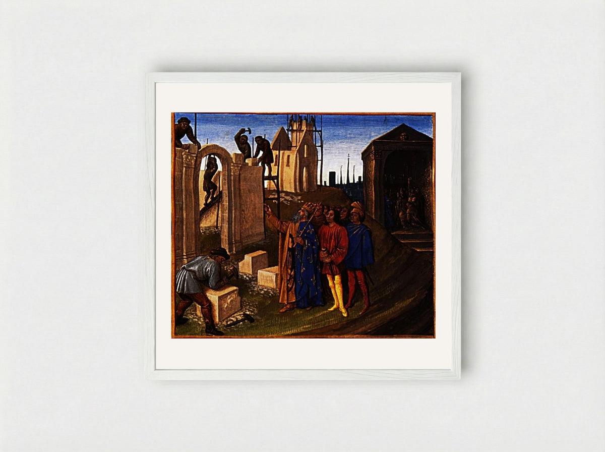 Charlemagne as a Builder - Jean Fouquet - Framed Print White