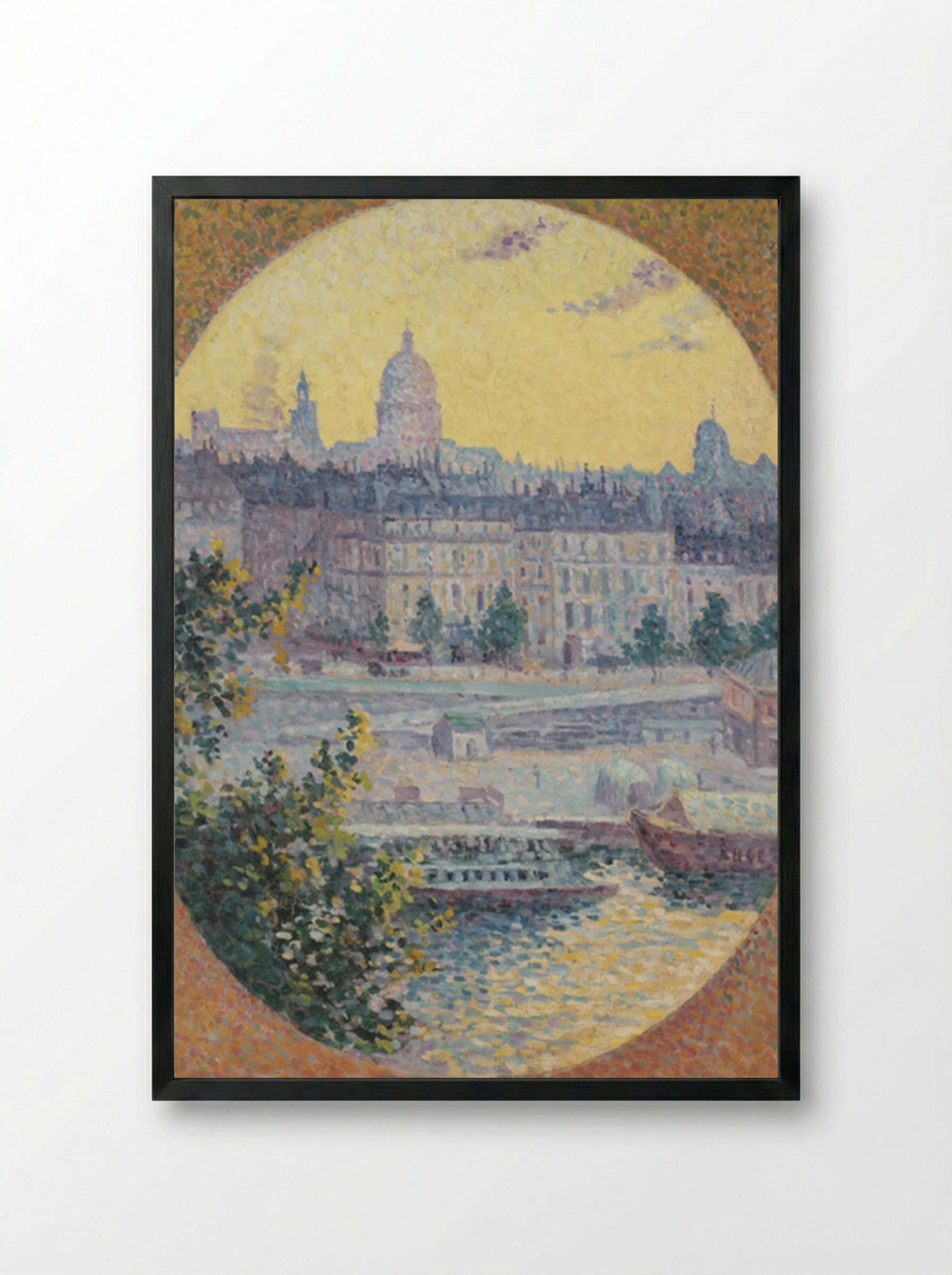 Le Quai Montebello Et La Colline Sainte-geneviève, Paris - Maximilien Luce - Framed Print Black