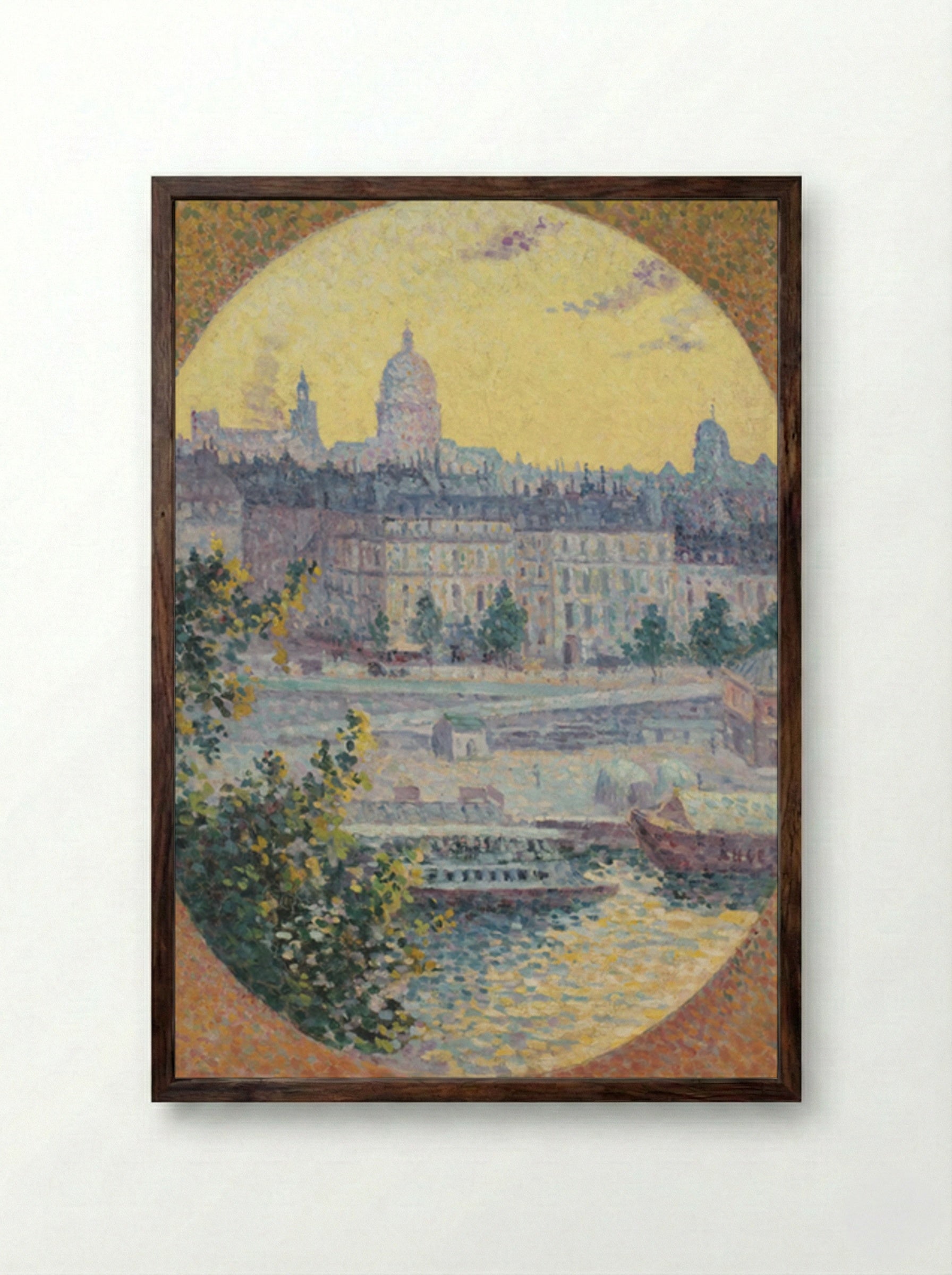 Le Quai Montebello Et La Colline Sainte-geneviève, Paris - Maximilien Luce - Framed Print Dark Wood