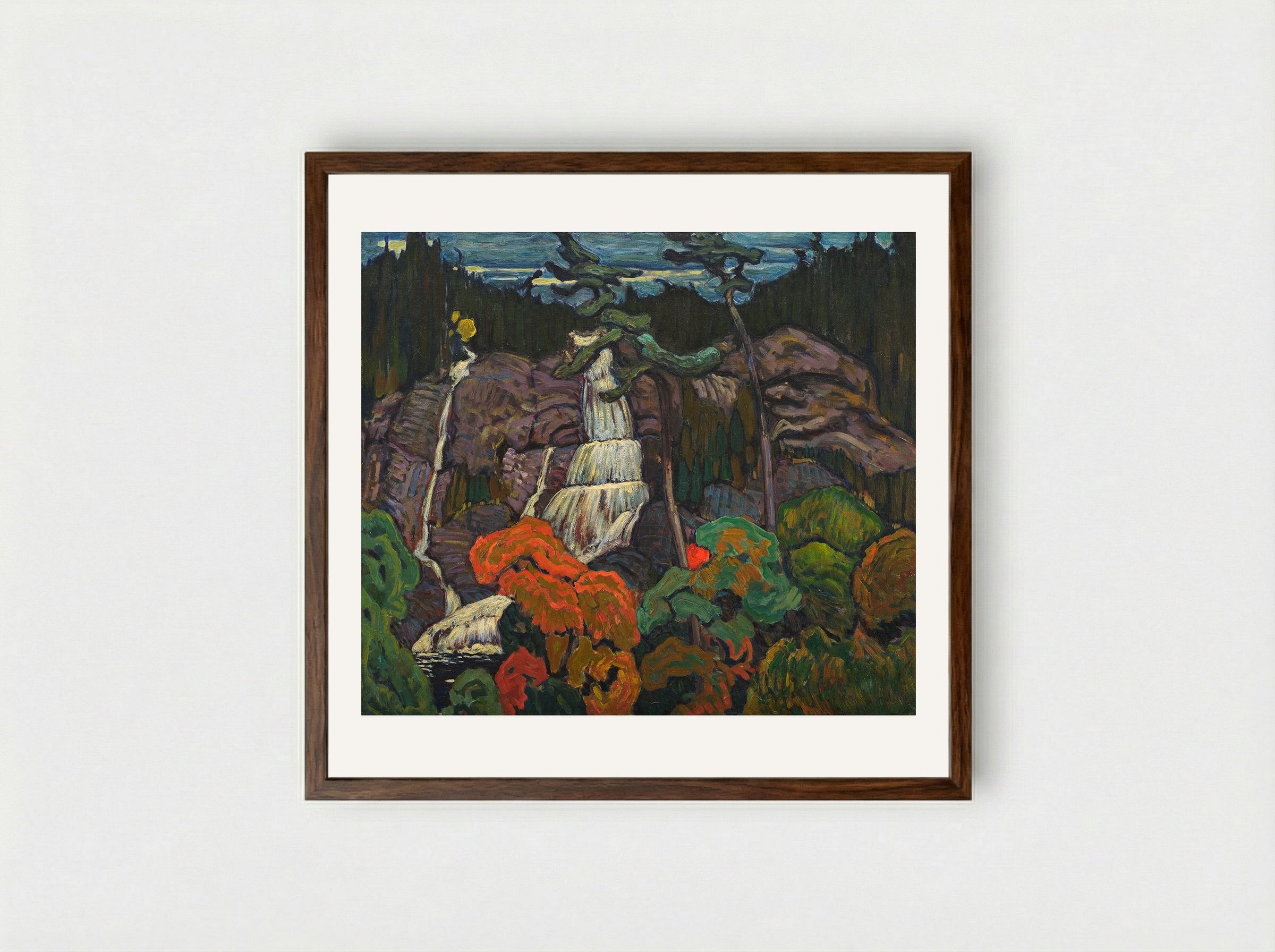 Algoma Waterfall - J. E. H. MacDonald - Framed Print Dark Wood