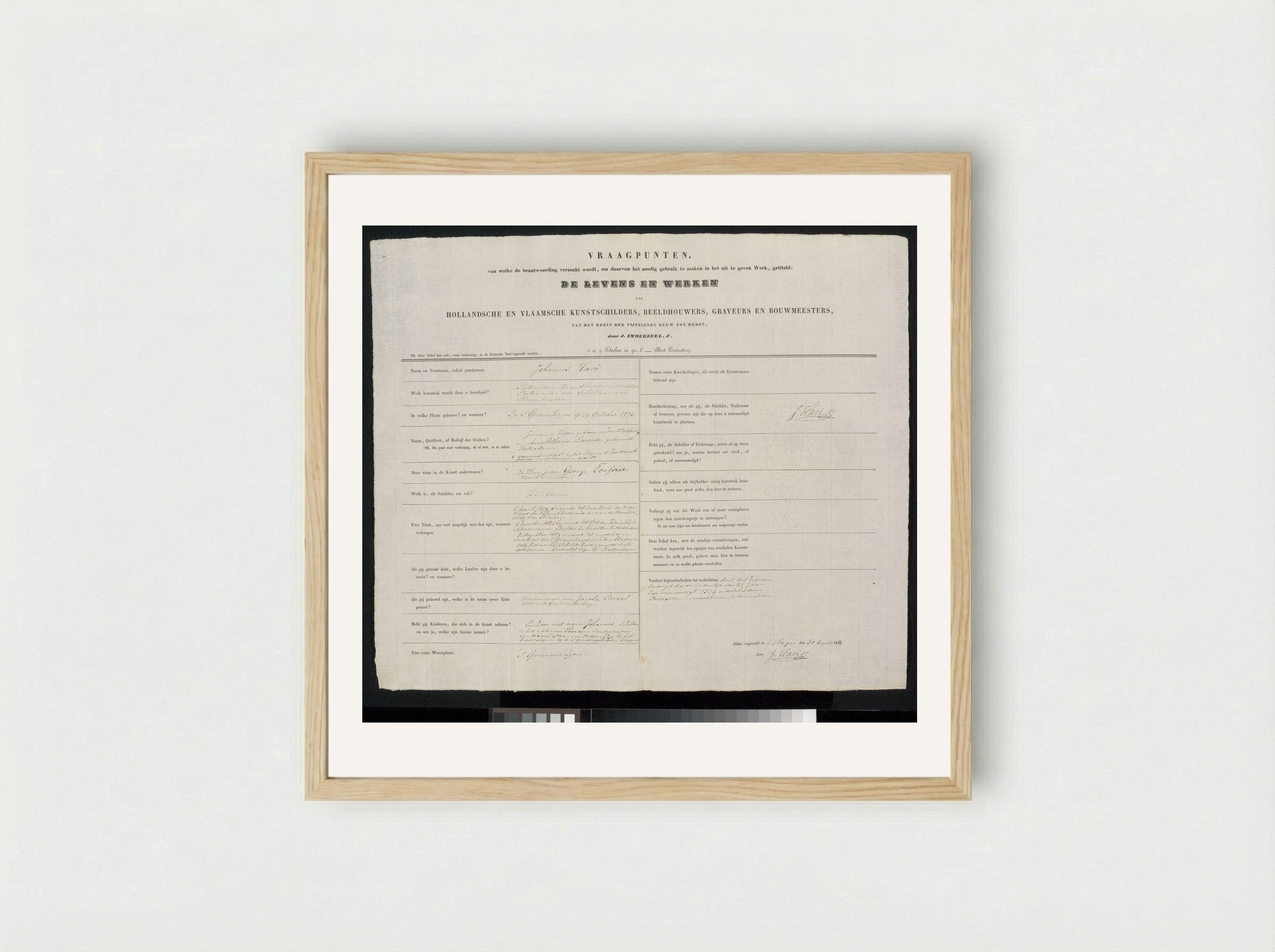 Prof. van der Palm predikend in de Lutherse kerk te 's-Gravenhage voor de koninklijke familie - Johannes Hari (I) - Framed Print Wood