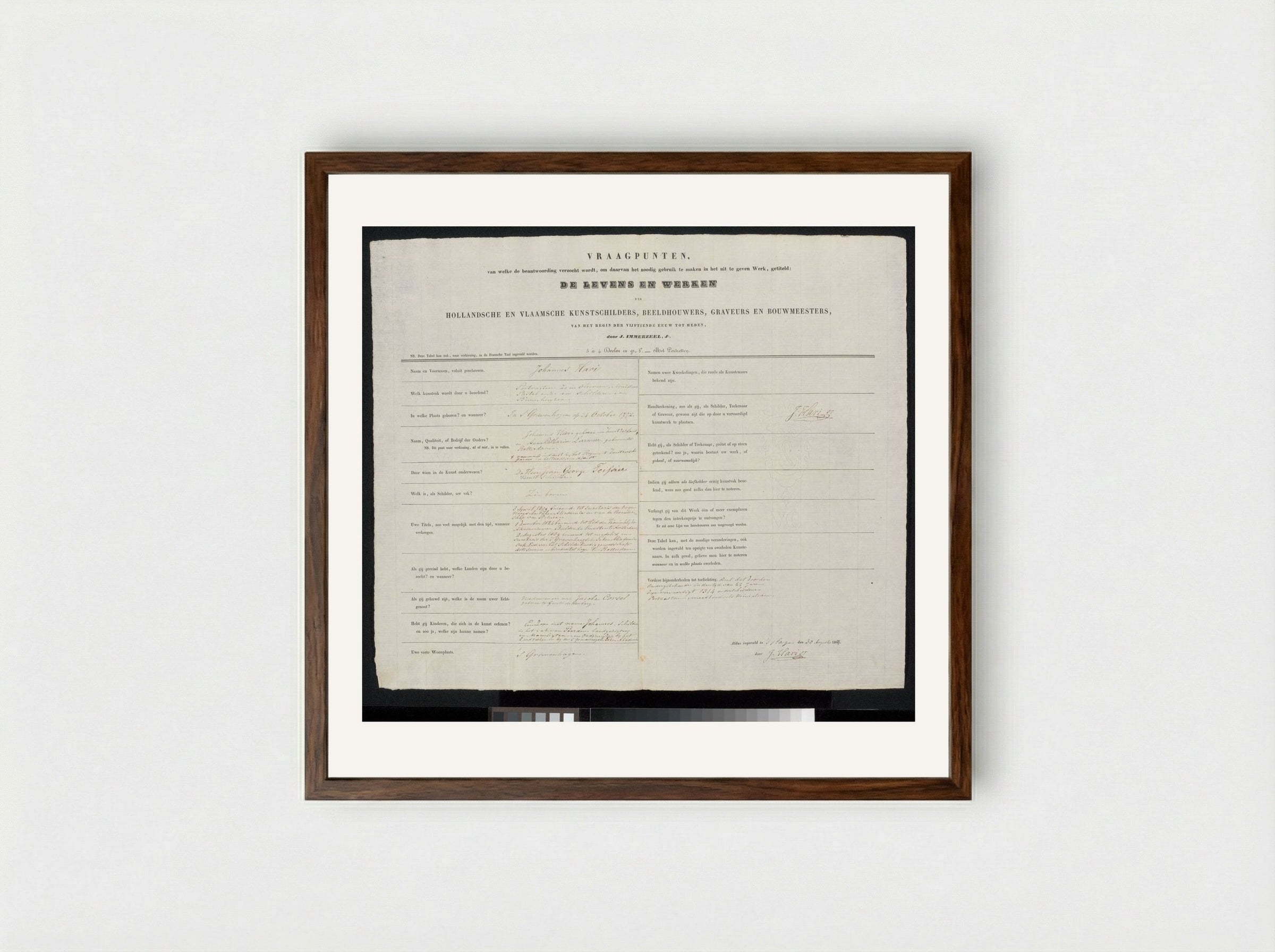 Prof. van der Palm predikend in de Lutherse kerk te 's-Gravenhage voor de koninklijke familie - Johannes Hari (I) - Framed Print Dark Wood