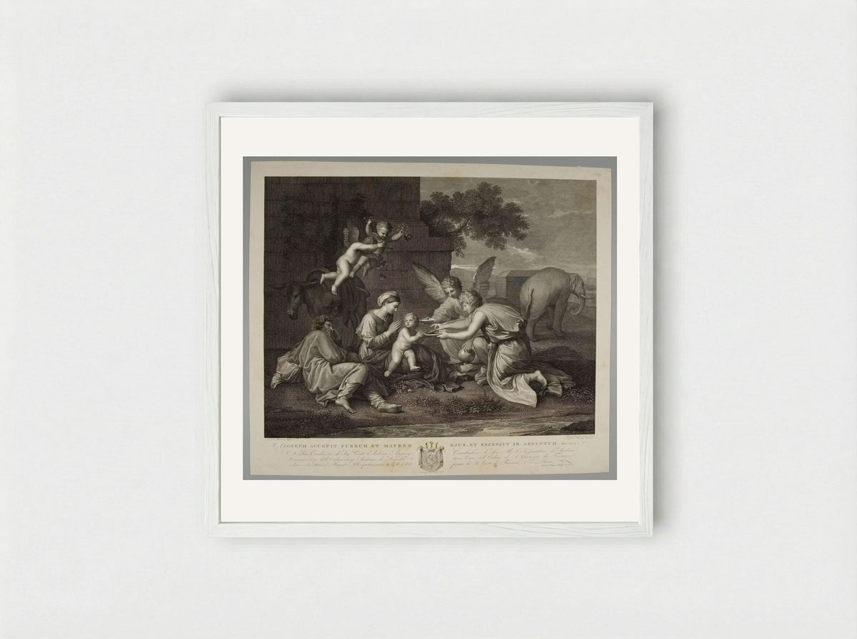 Repose in Egypt - Antonio Perfetti - Framed Print White