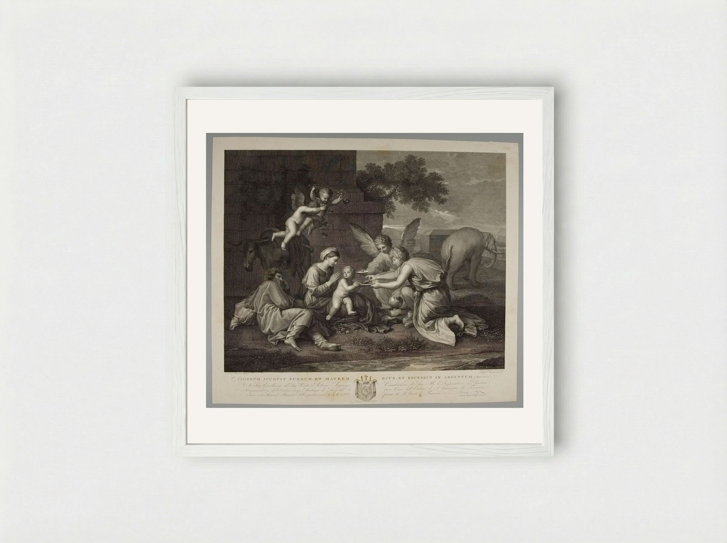 Repose in Egypt - Antonio Perfetti - Framed Print White