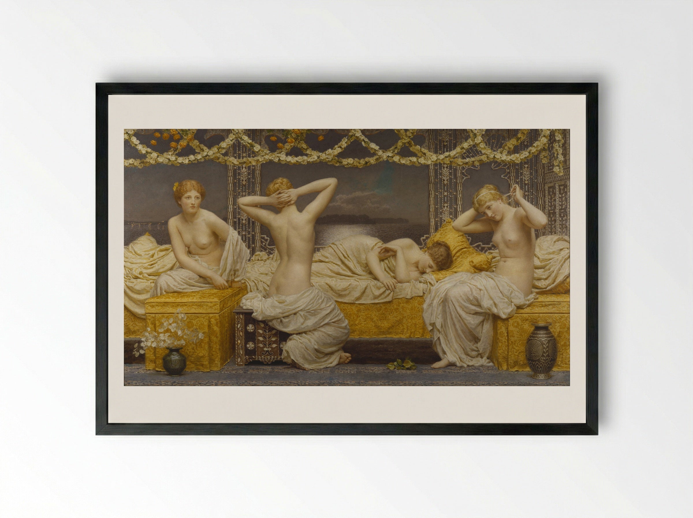 A Summer Night - Albert Joseph Moore - Framed Print Black