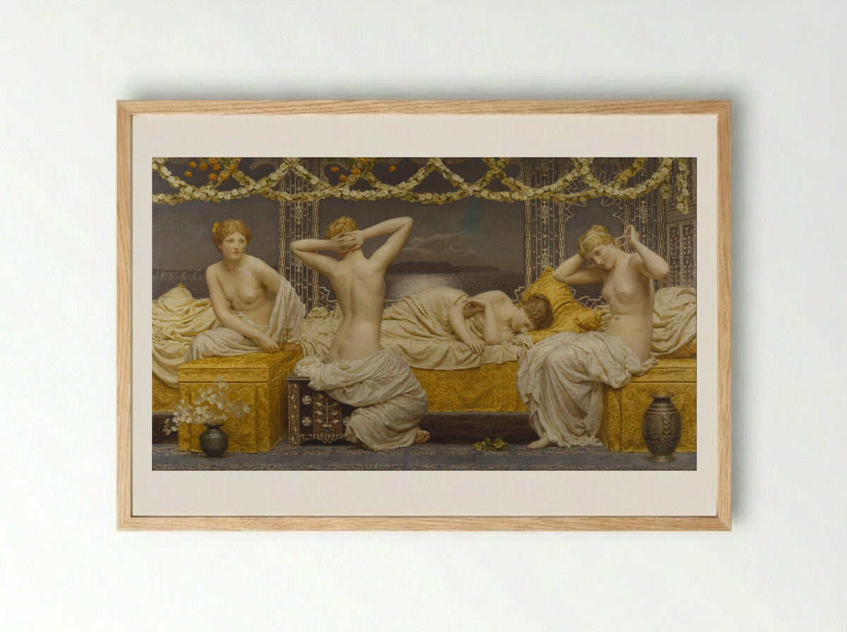 A Summer Night - Albert Joseph Moore - Framed Print Wood