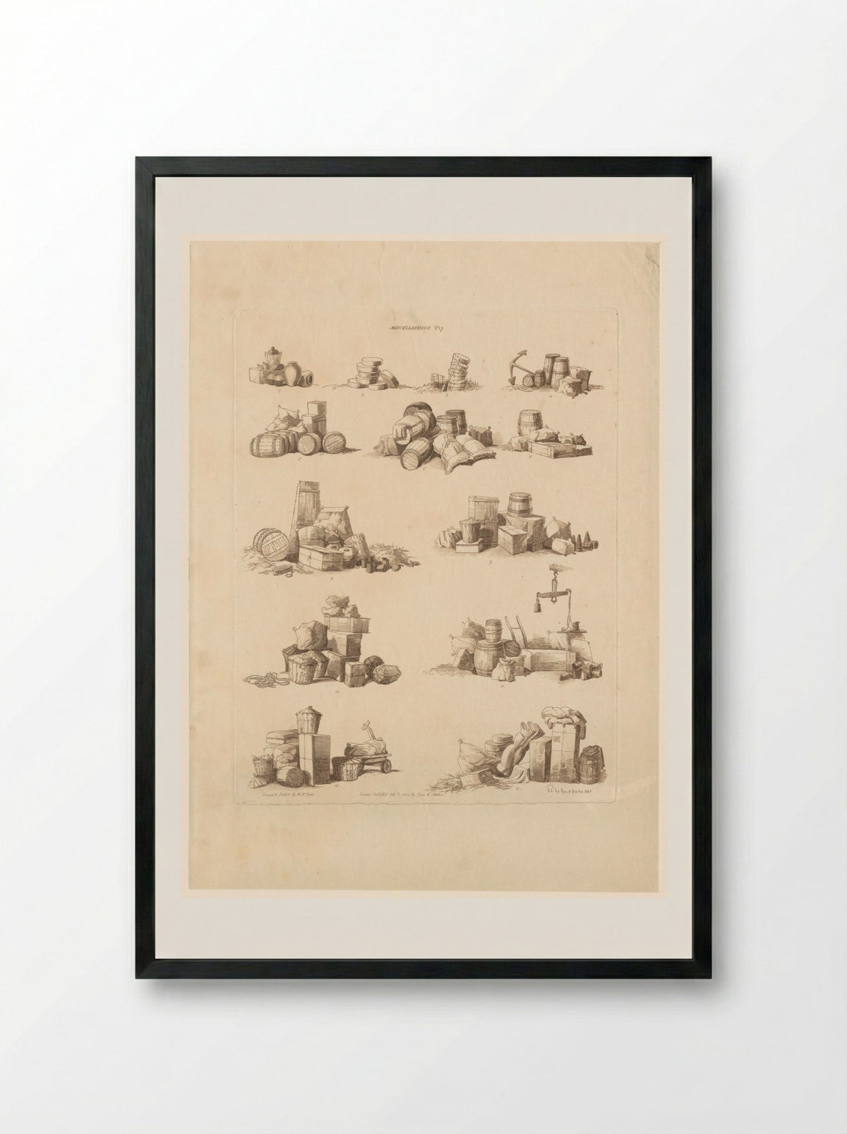 Dertien stapels met diverse containers - John Hill - Framed Print Black