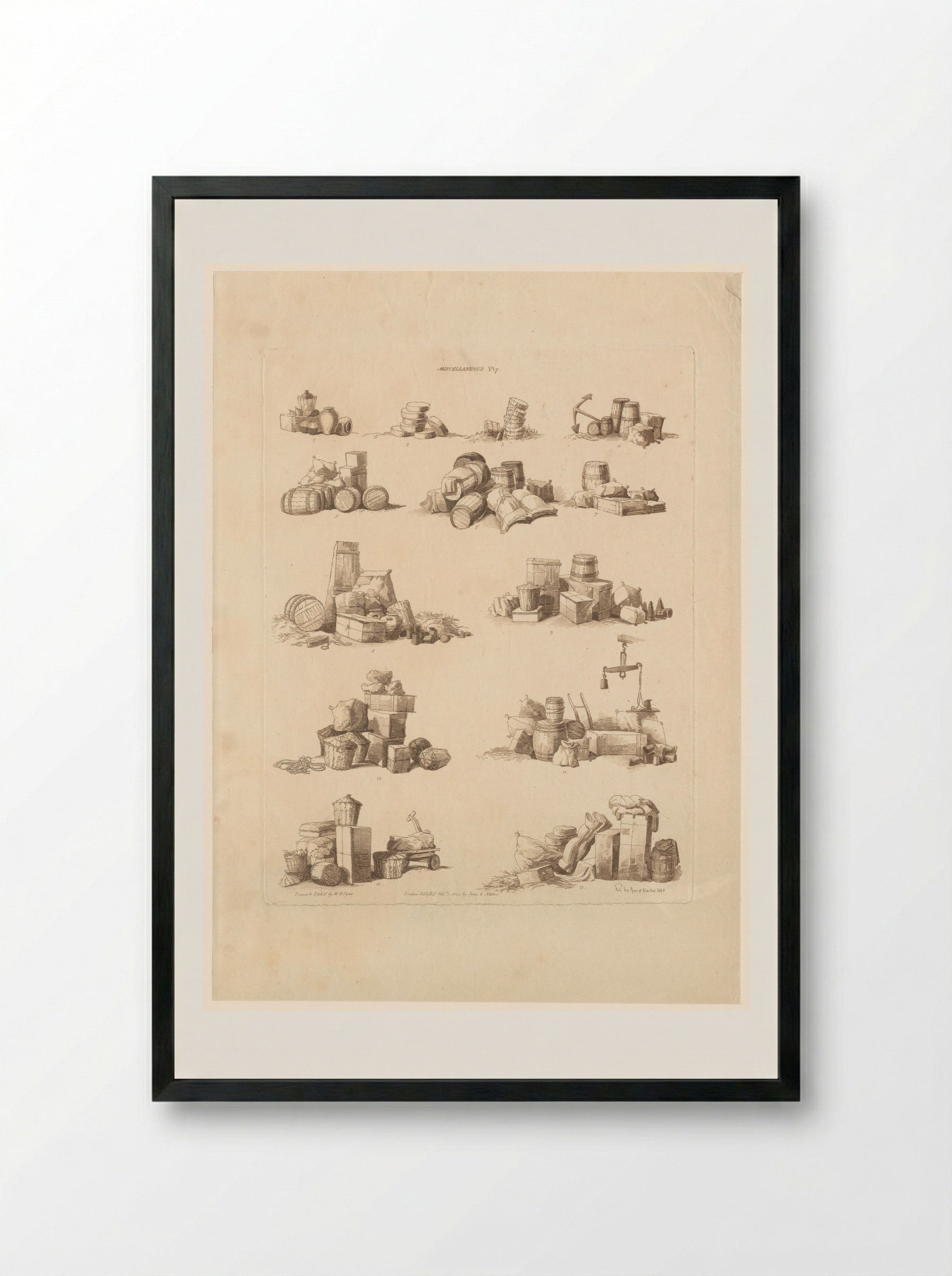 Dertien stapels met diverse containers - John Hill - Framed Print Black