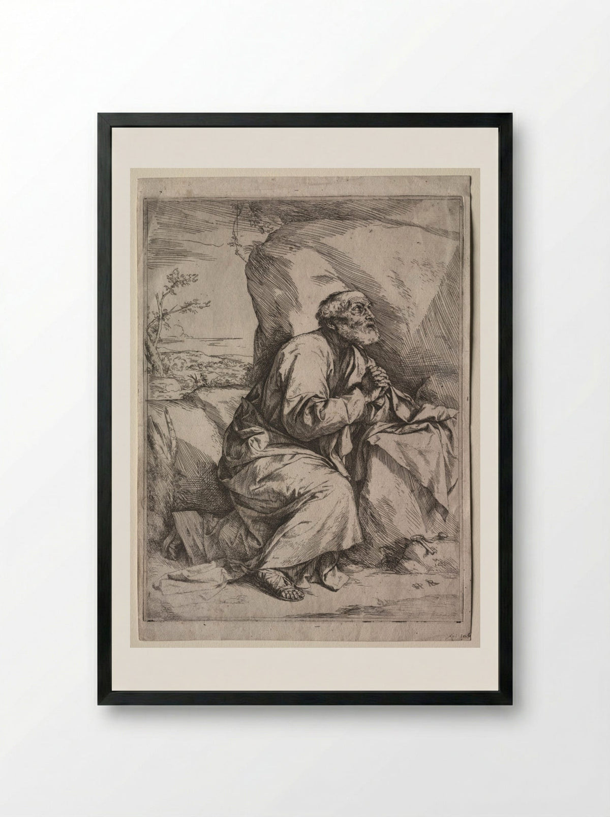 The Penitent St. Peter - Jusepe de Ribera - Framed Print Black
