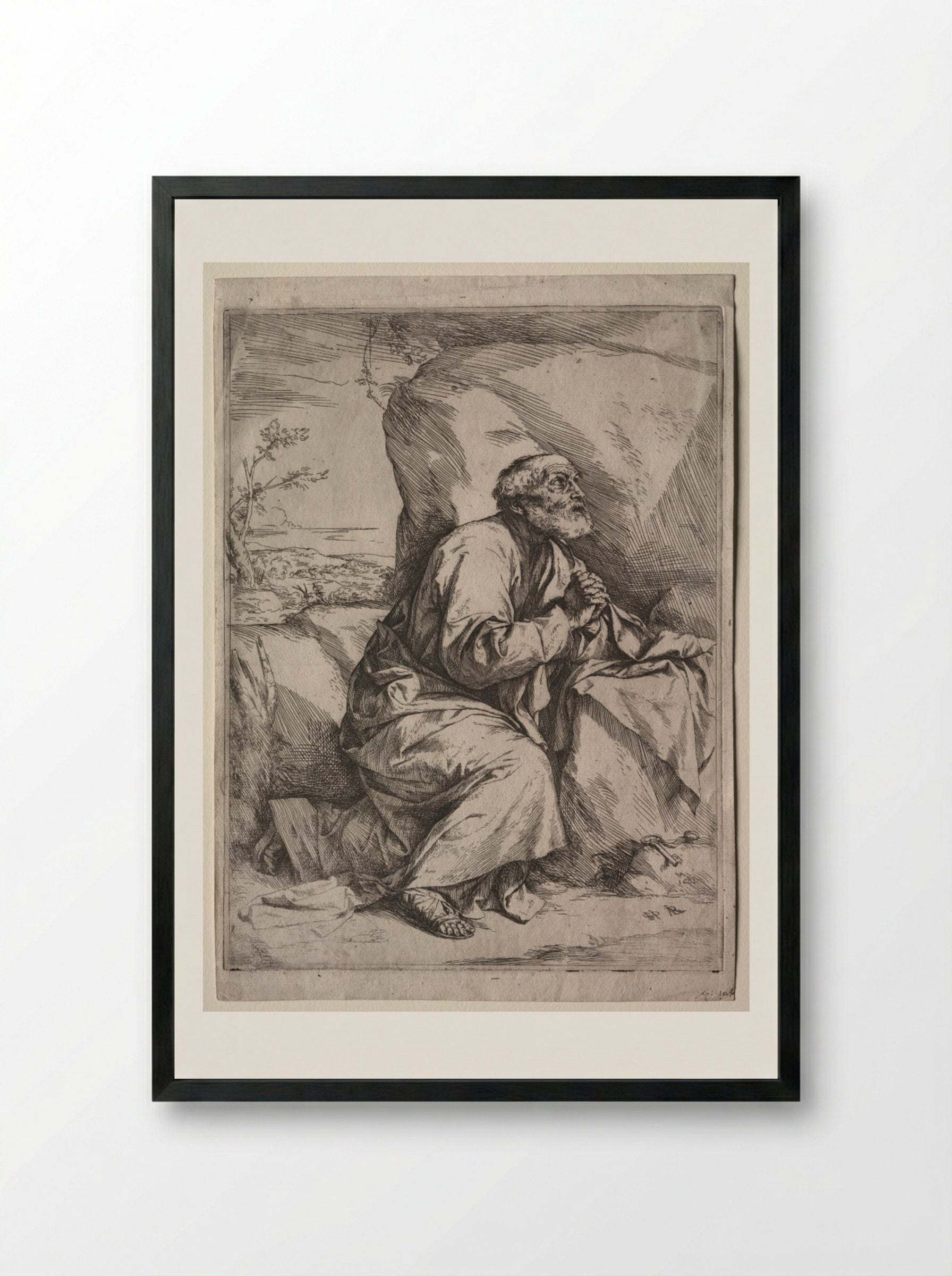The Penitent St. Peter - Jusepe de Ribera - Framed Print Black