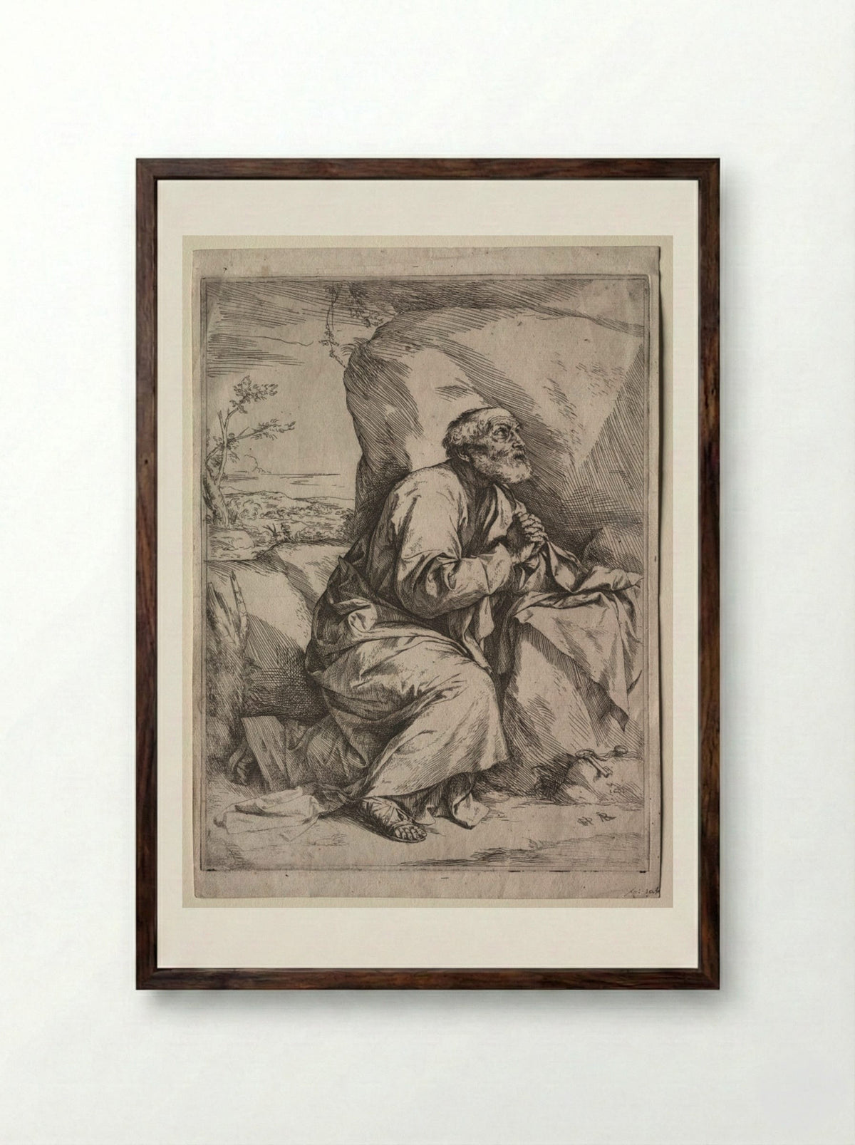 The Penitent St. Peter - Jusepe de Ribera - Framed Print Dark Wood