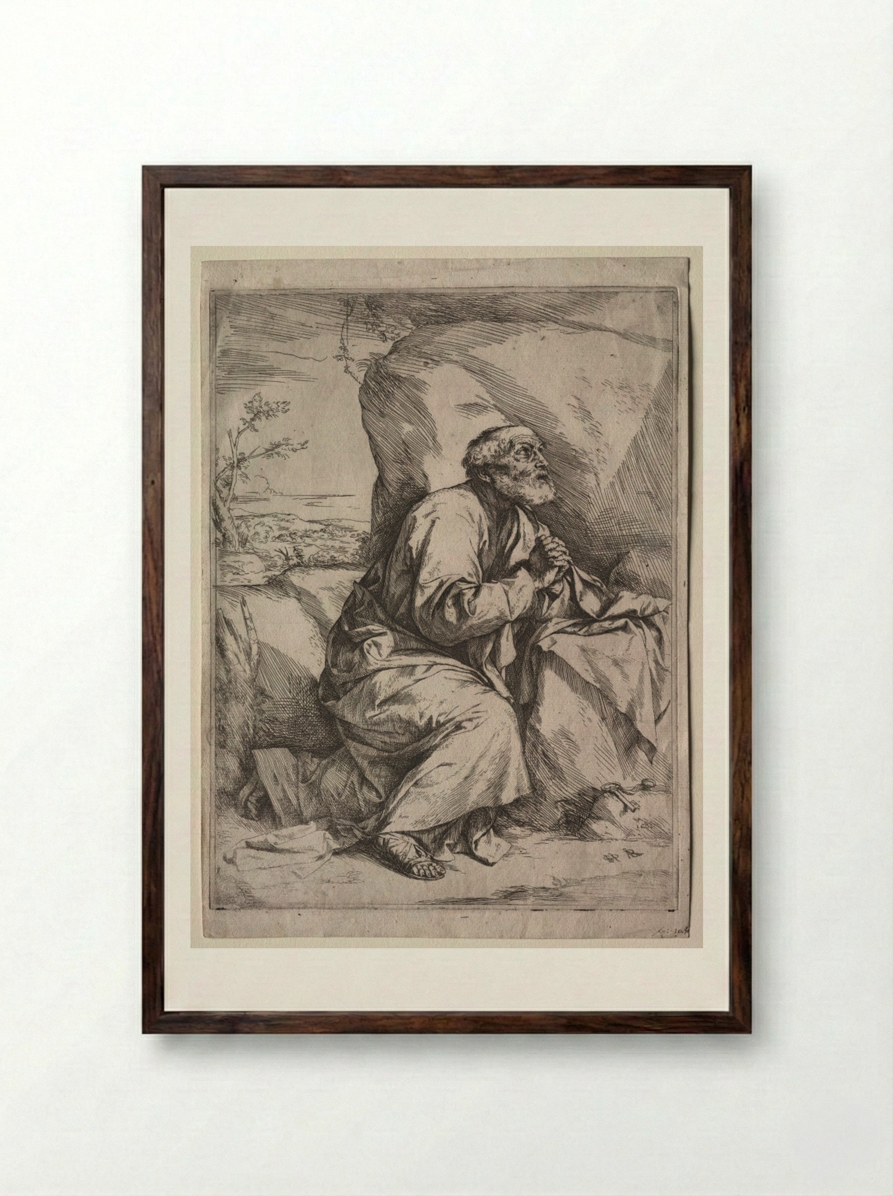 The Penitent St. Peter - Jusepe de Ribera - Framed Print Dark Wood