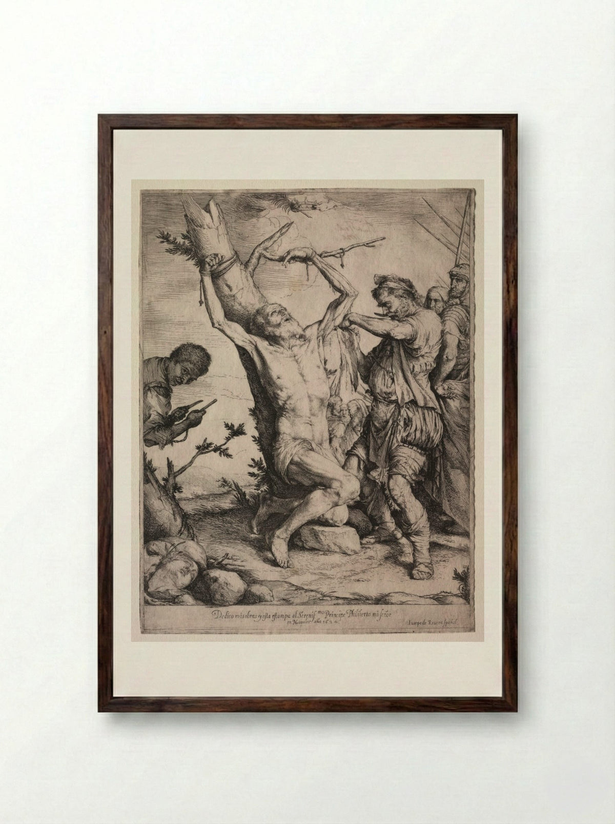The Martyrdom of St. Bartholomew - Jusepe de Ribera - Framed Print Dark Wood