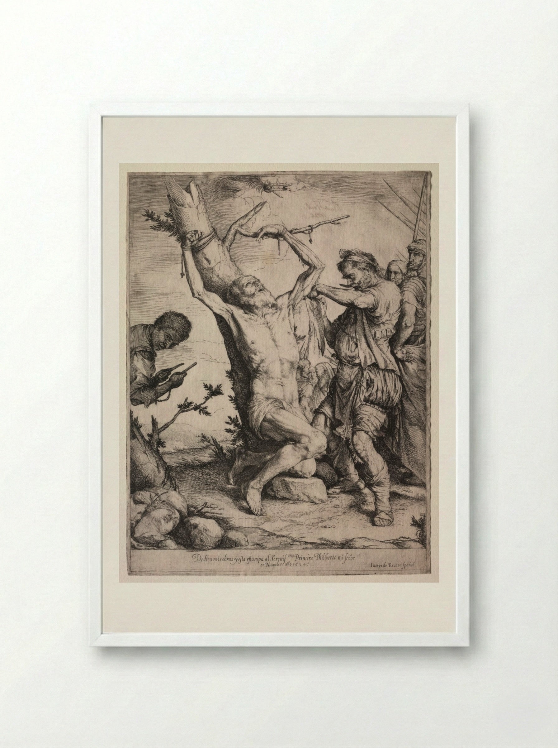 The Martyrdom of St. Bartholomew - Jusepe de Ribera - Framed Print White