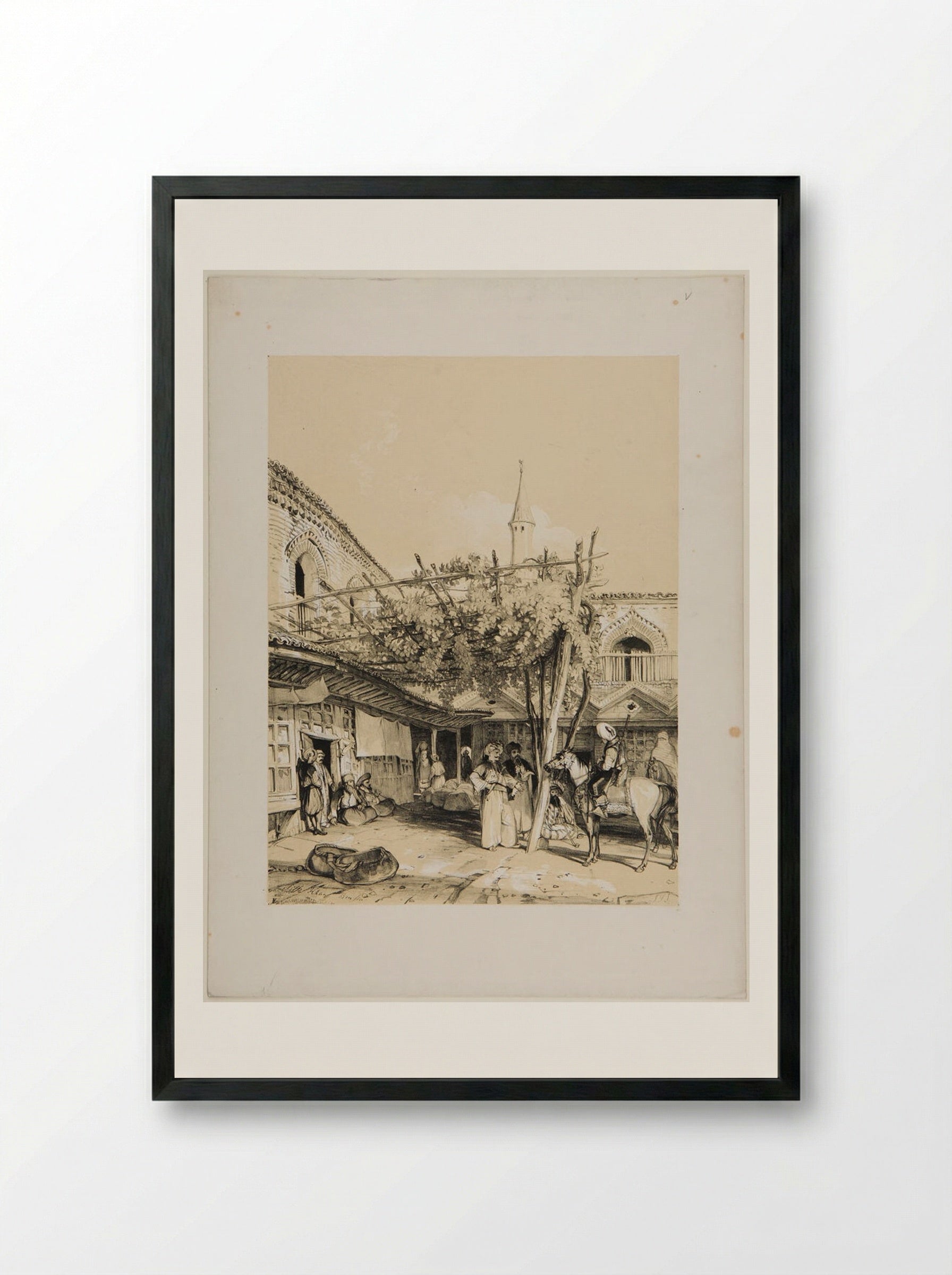 Silk Khan, Brusa - John Frederick Lewis - Framed Print Black