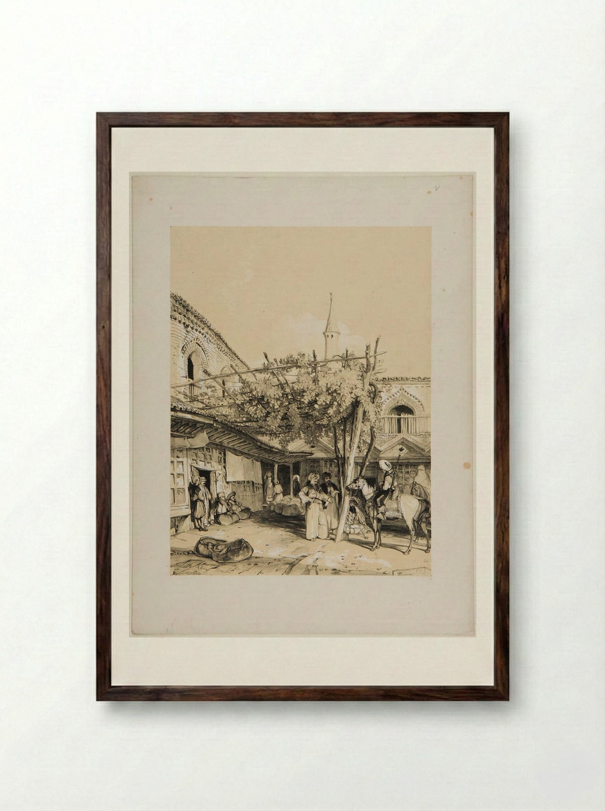 Silk Khan, Brusa - John Frederick Lewis - Framed Print Dark Wood