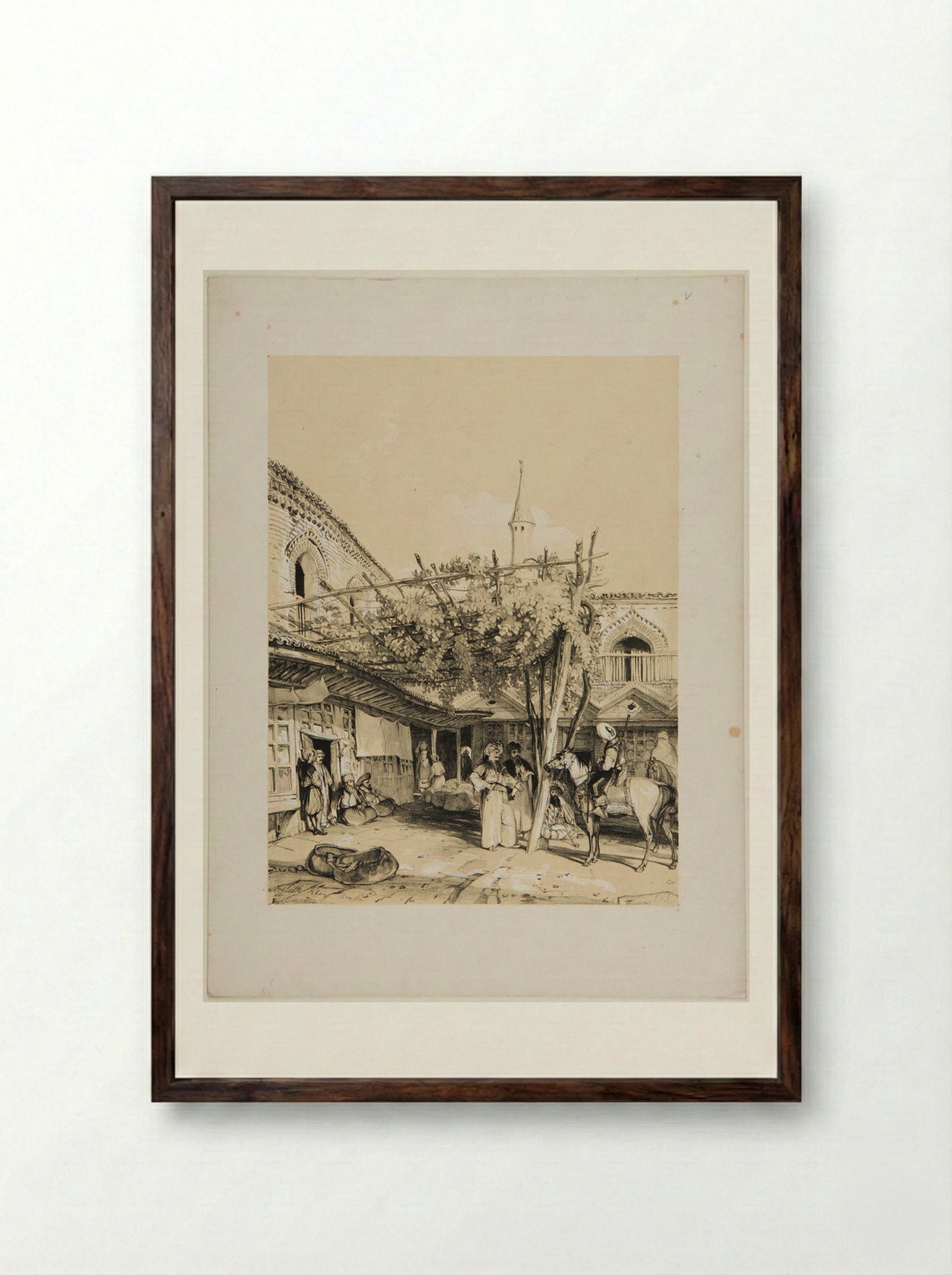 Silk Khan, Brusa - John Frederick Lewis - Framed Print Dark Wood